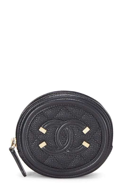 Chanel CHANELCHANEL BLK CAVIAR FILIGREE COIN PURSE UKC1031