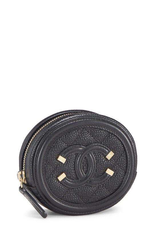 Chanel CHANELCHANEL BLK CAVIAR FILIGREE COIN PURSE UKC1031