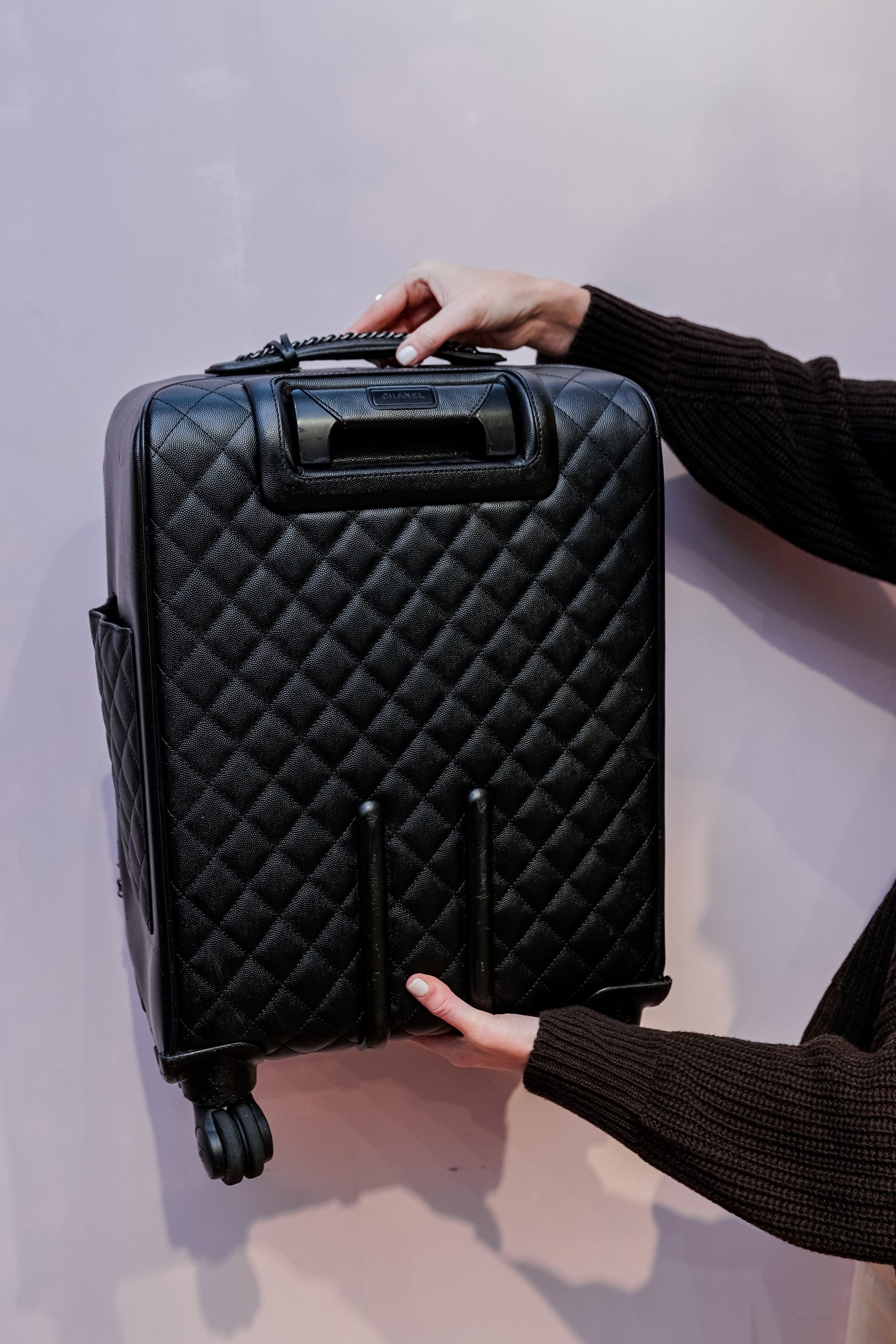 5. LP x C Chanel Black Caviar Leather Carry On Suitcase - AGL1680