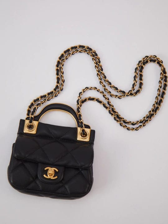 Chanel 6.  Chanel 21 Micro Flap Bag in Black w Gold Handle MO-CHL-83