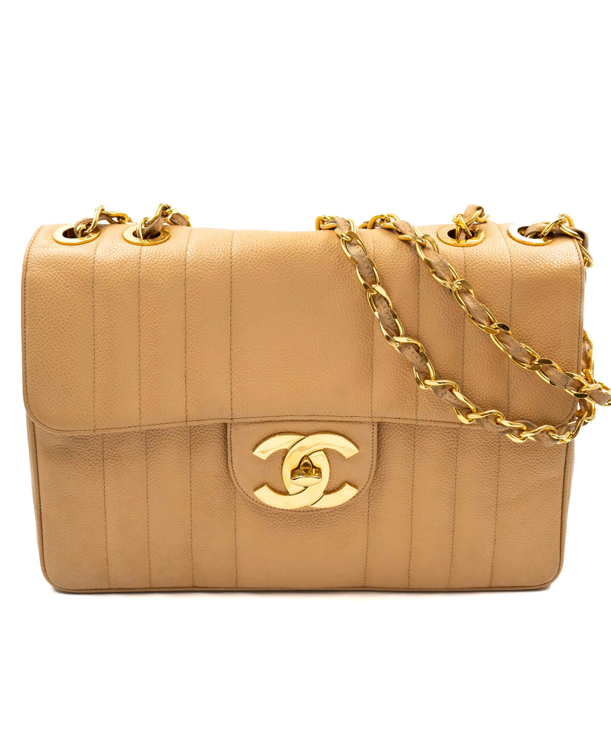 Chanel Caviar Chanel Mademoiselle Beige GHW  ASL4808