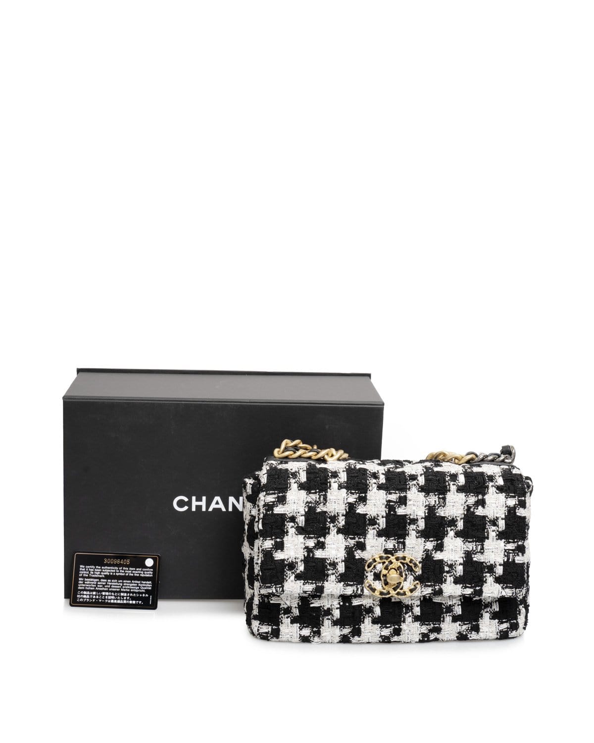 Chanel Chanel 19 Medium Flap Bag in Black And White Houndstooth Tweed - ASL1911