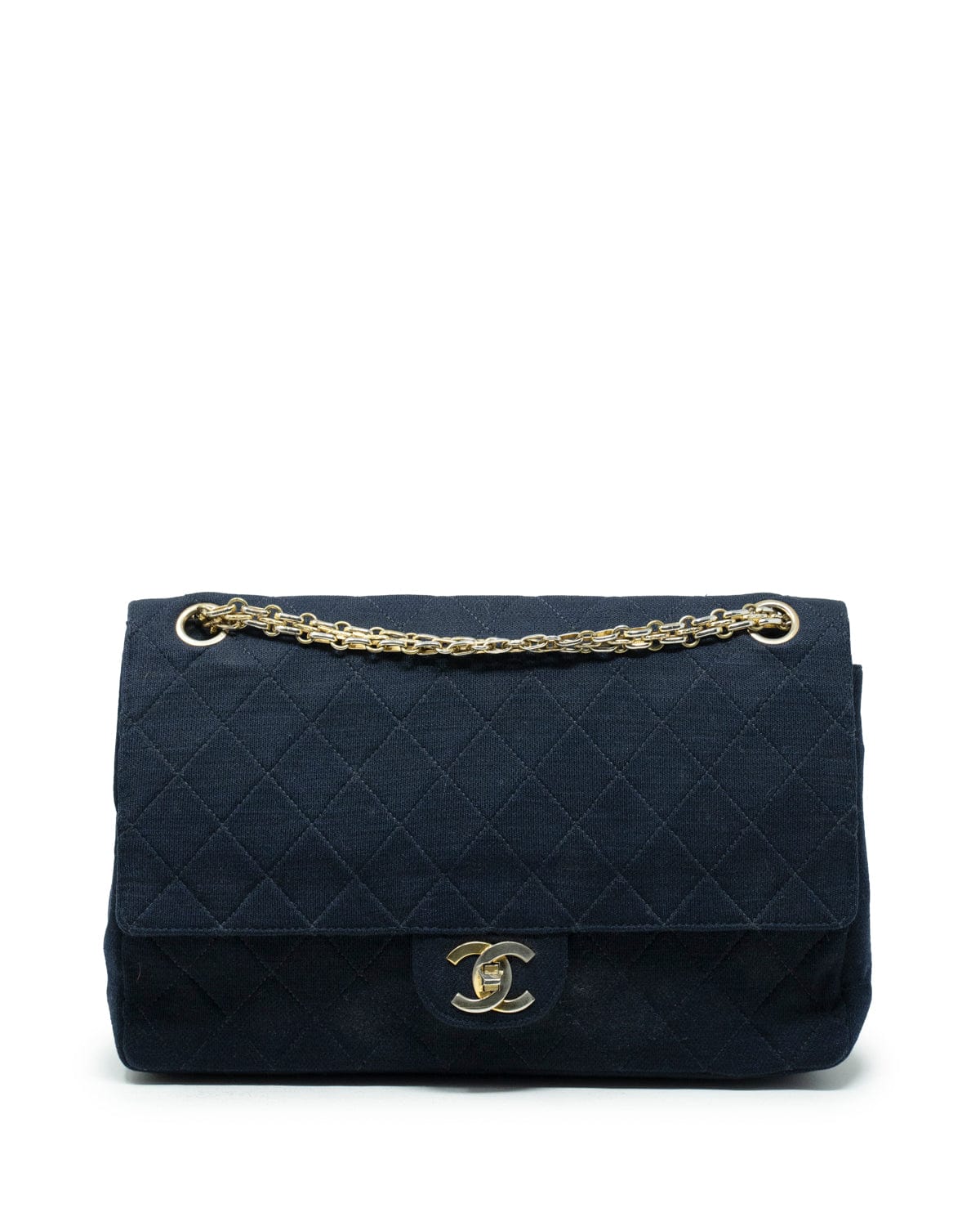 Chanel Chanel 2.55 Navy Jersey Quiled Double Classic Flap Bag  - AGL1909