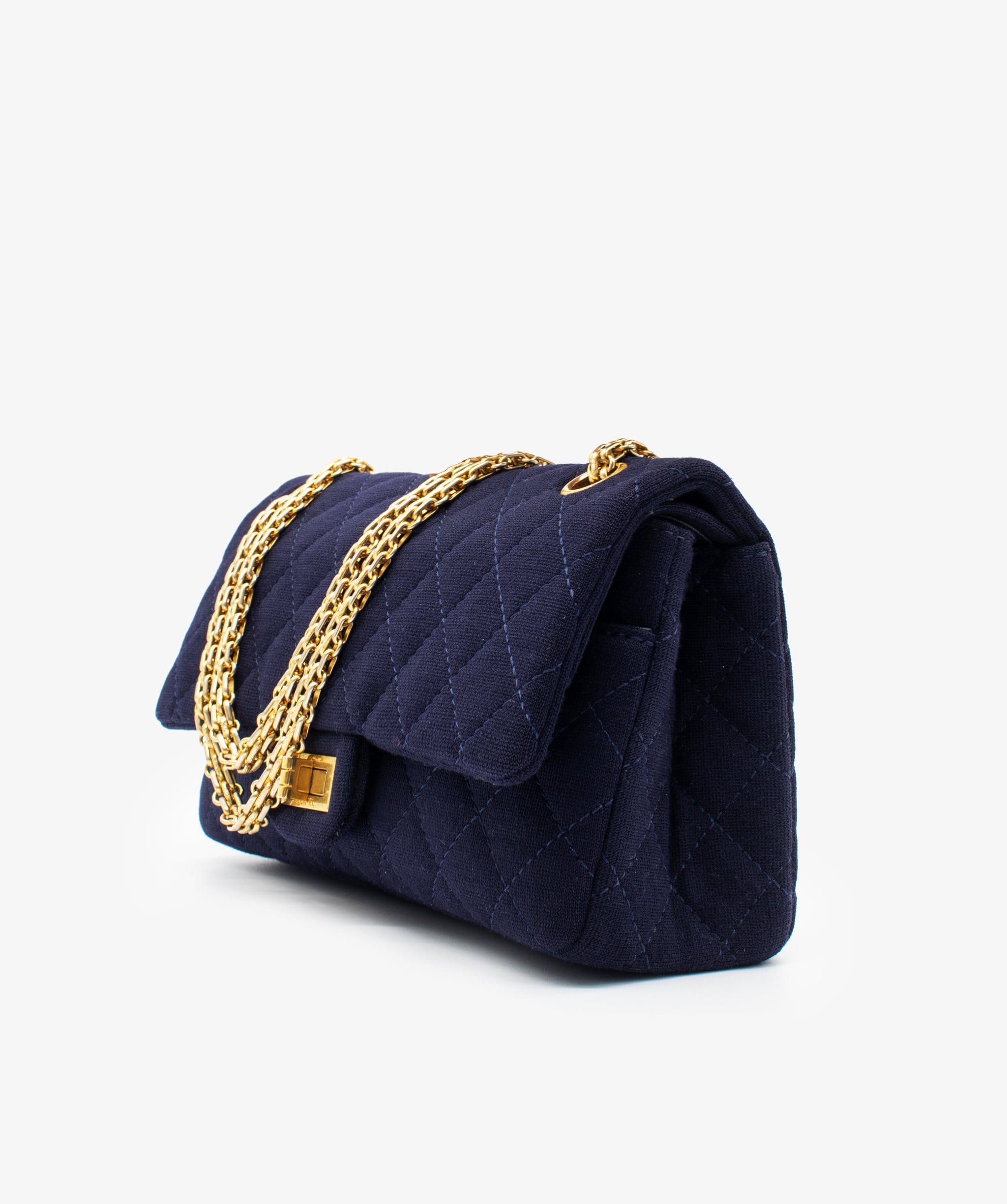 Chanel Chanel 2.55 Reissue Jersey Navy Gold RJC1093