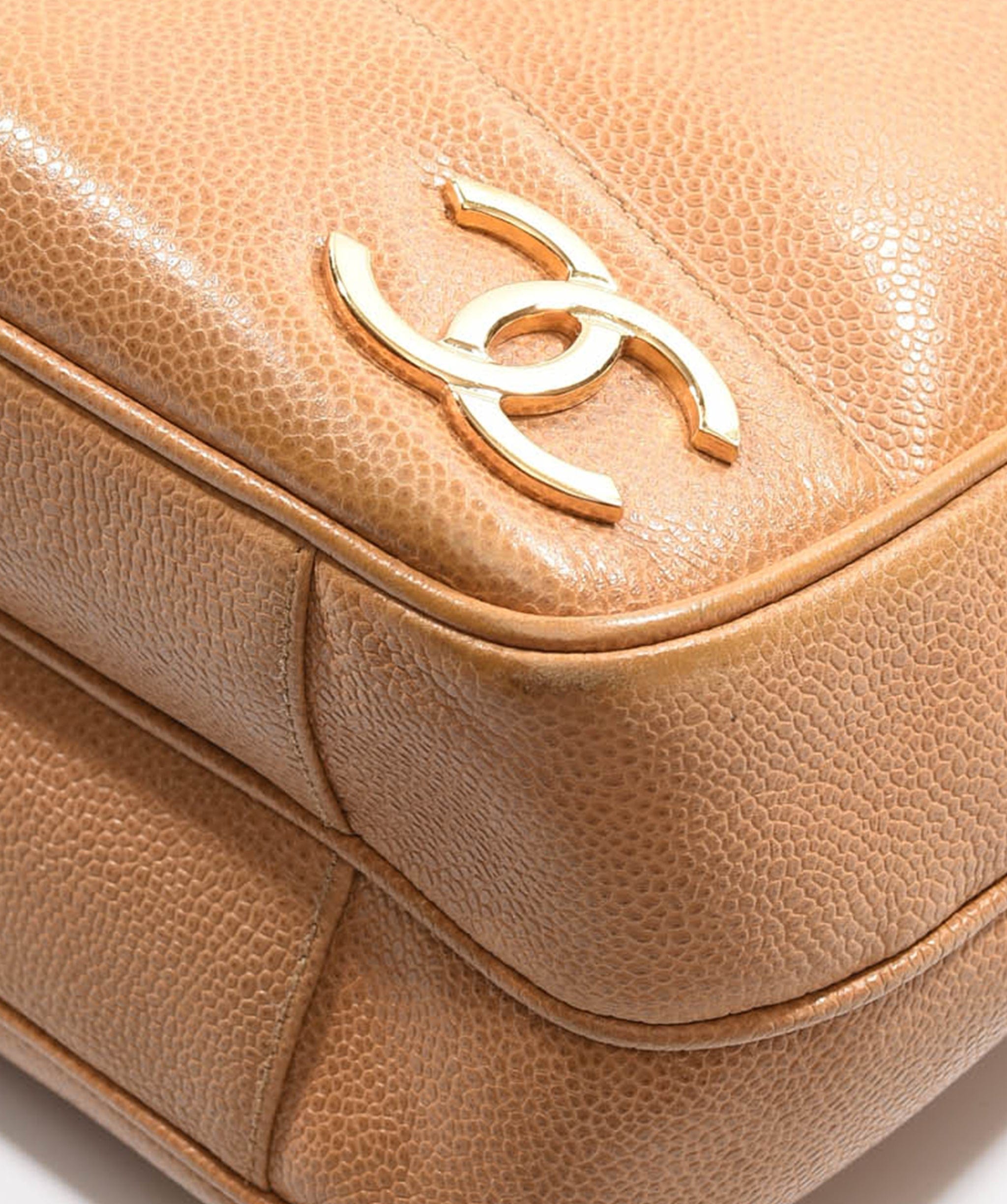 Chanel Chanel 6cc logo caramel caviar tote