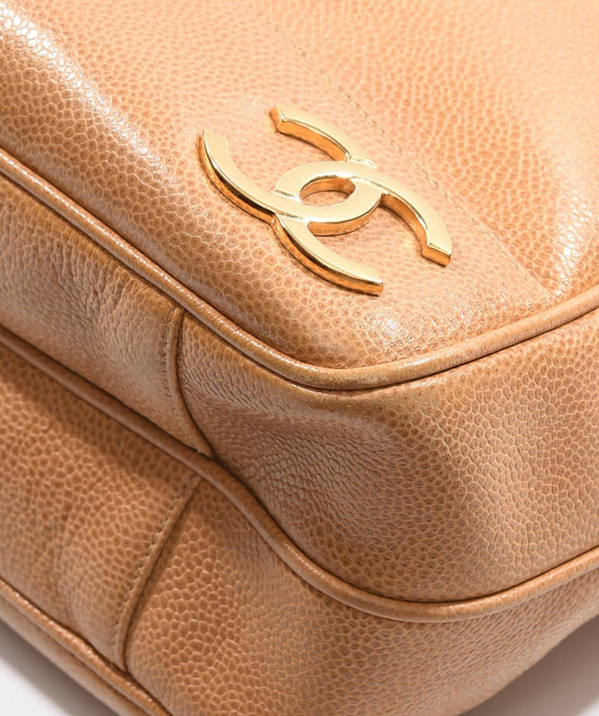 Chanel Chanel 6cc logo caramel caviar tote