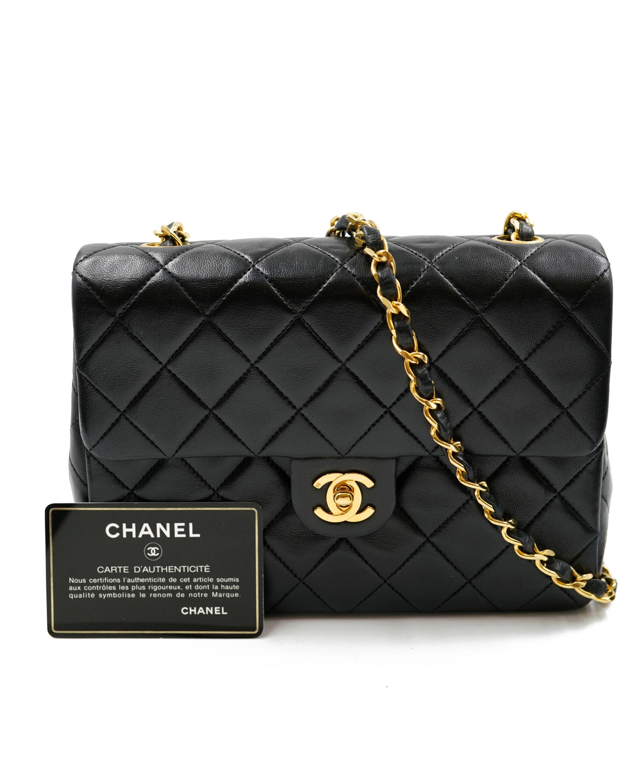 Chanel Chanel 8" Single Flap bag in Black Lambskin with GHW - AWL4074