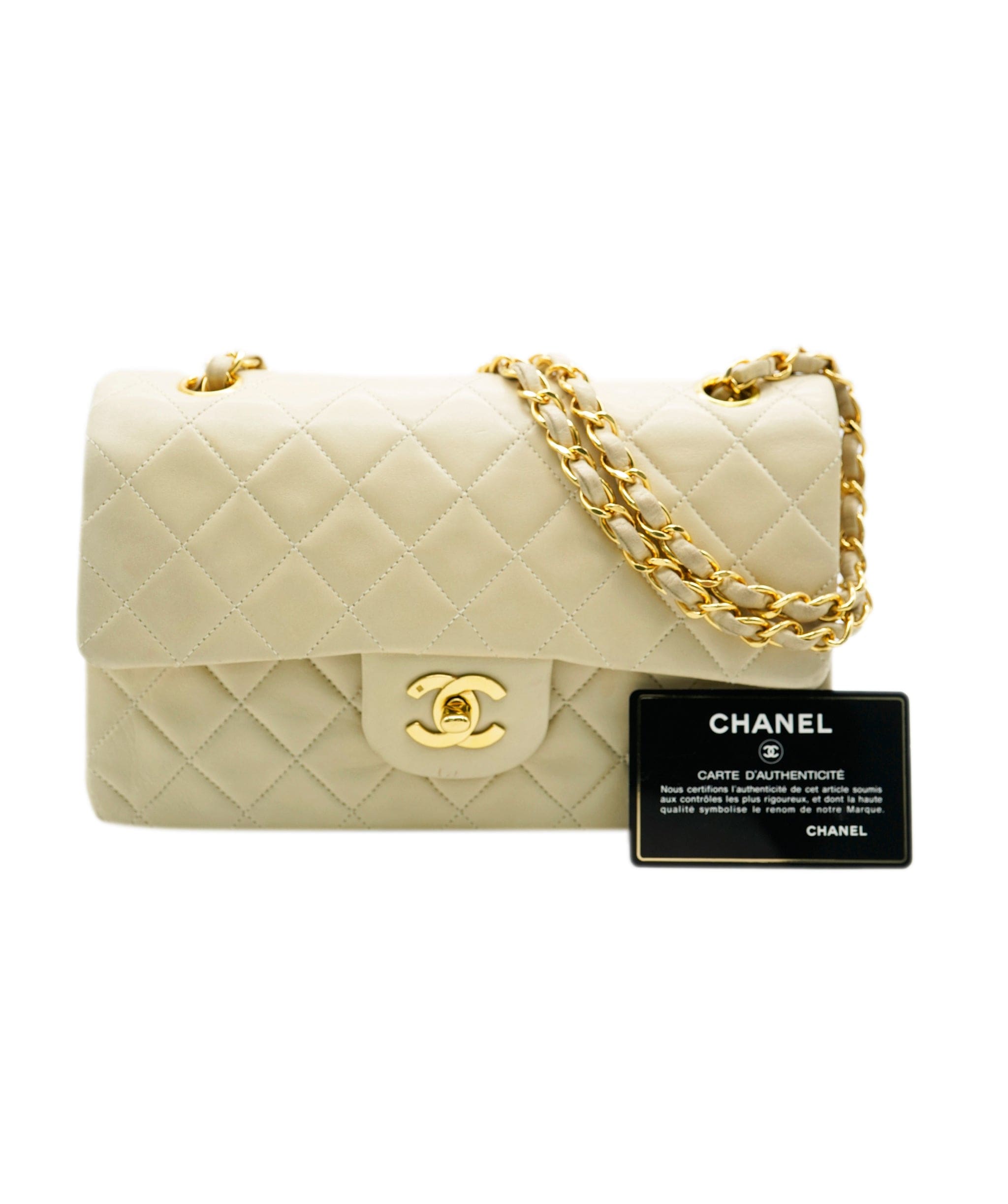 Chanel Chanel Beige 9" Small Classic Double Flap with GHW - AWC2186