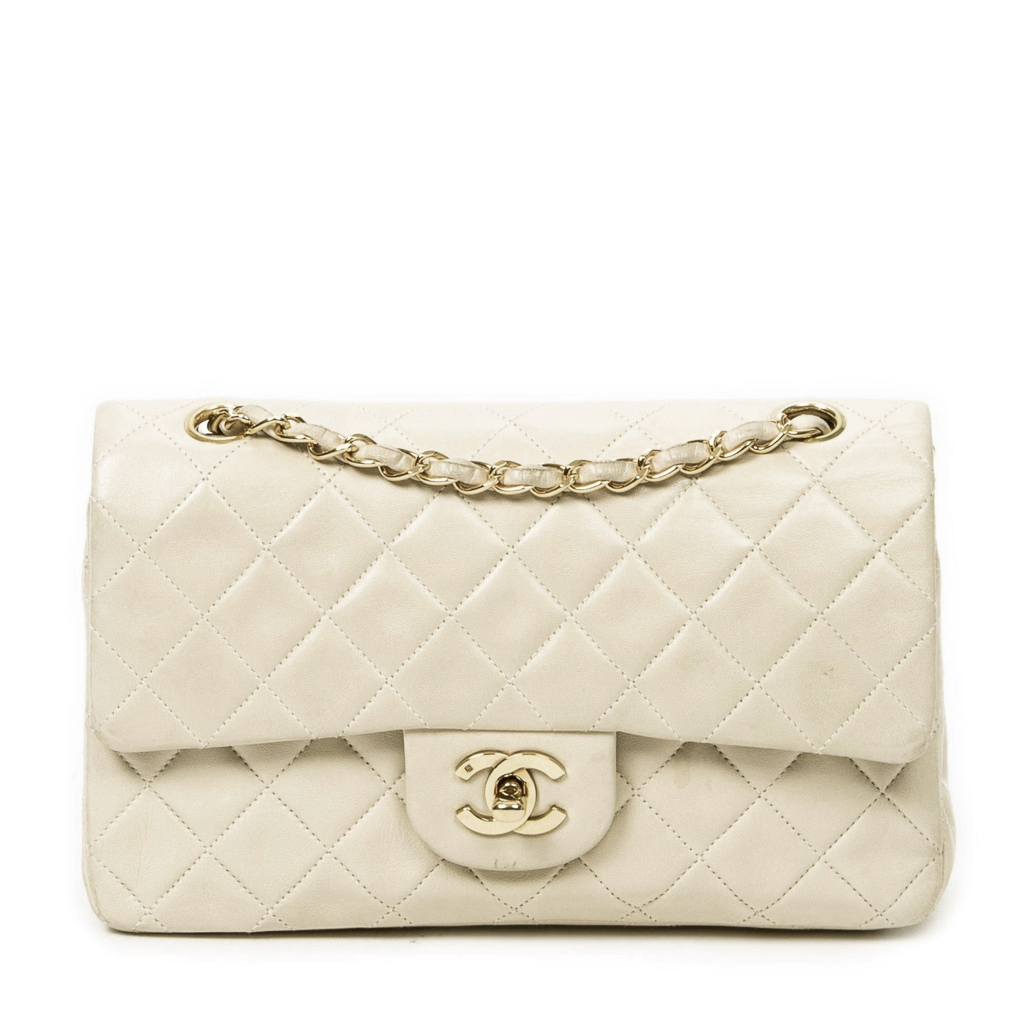 Chanel Chanel Beige 9" Small Classic Double Flap with GHW - AWC2186