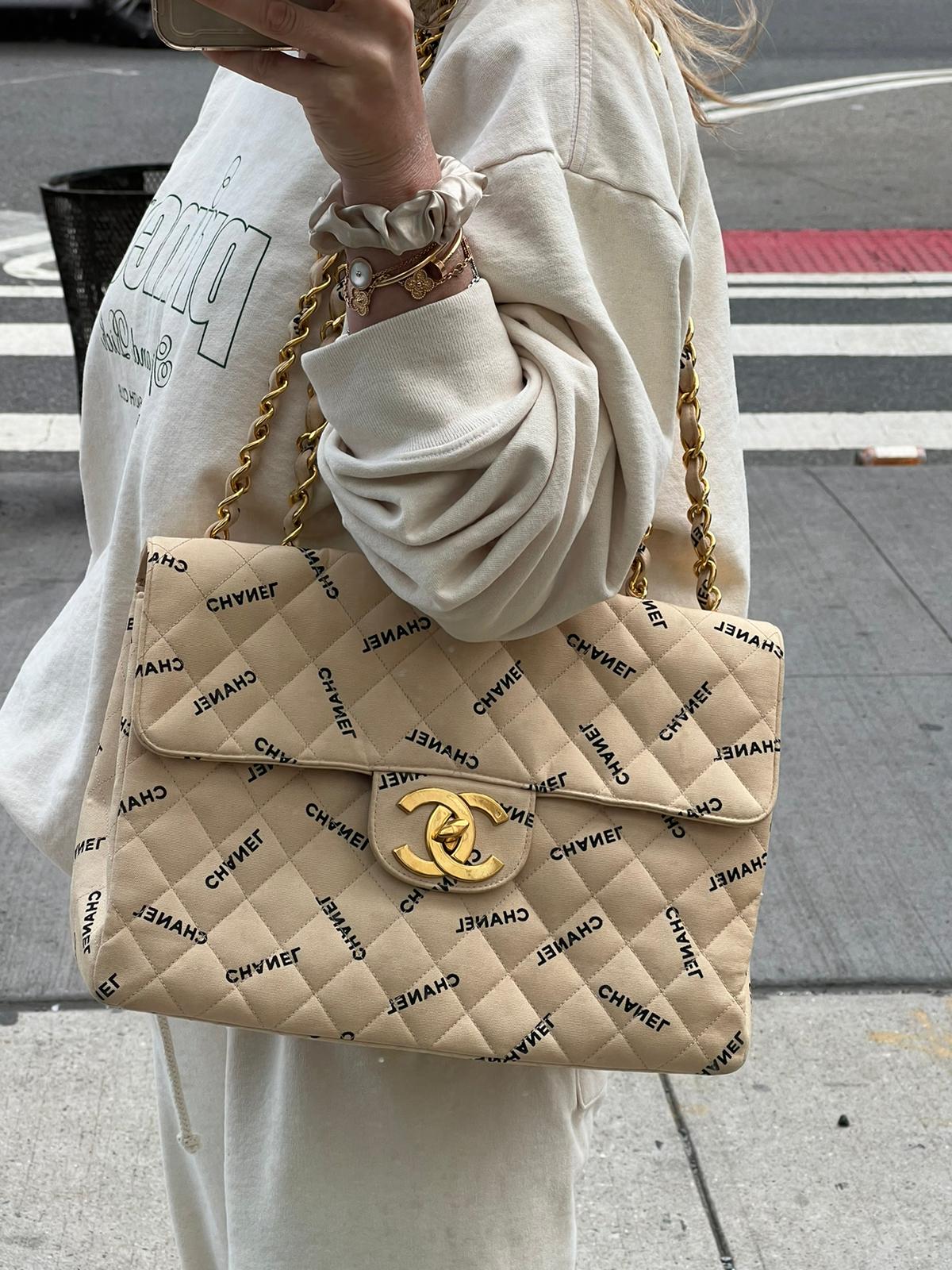 Chanel Chanel Beige Canvas Printed Maxi ASL3662