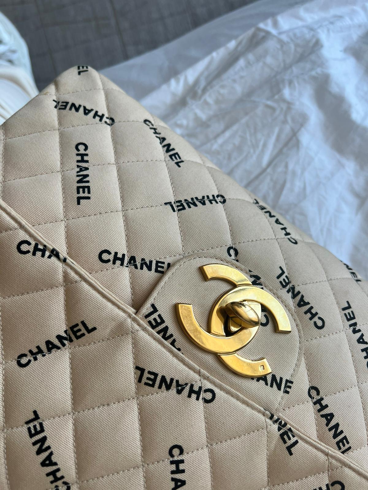 Chanel Chanel Beige Canvas Printed Maxi ASL3662