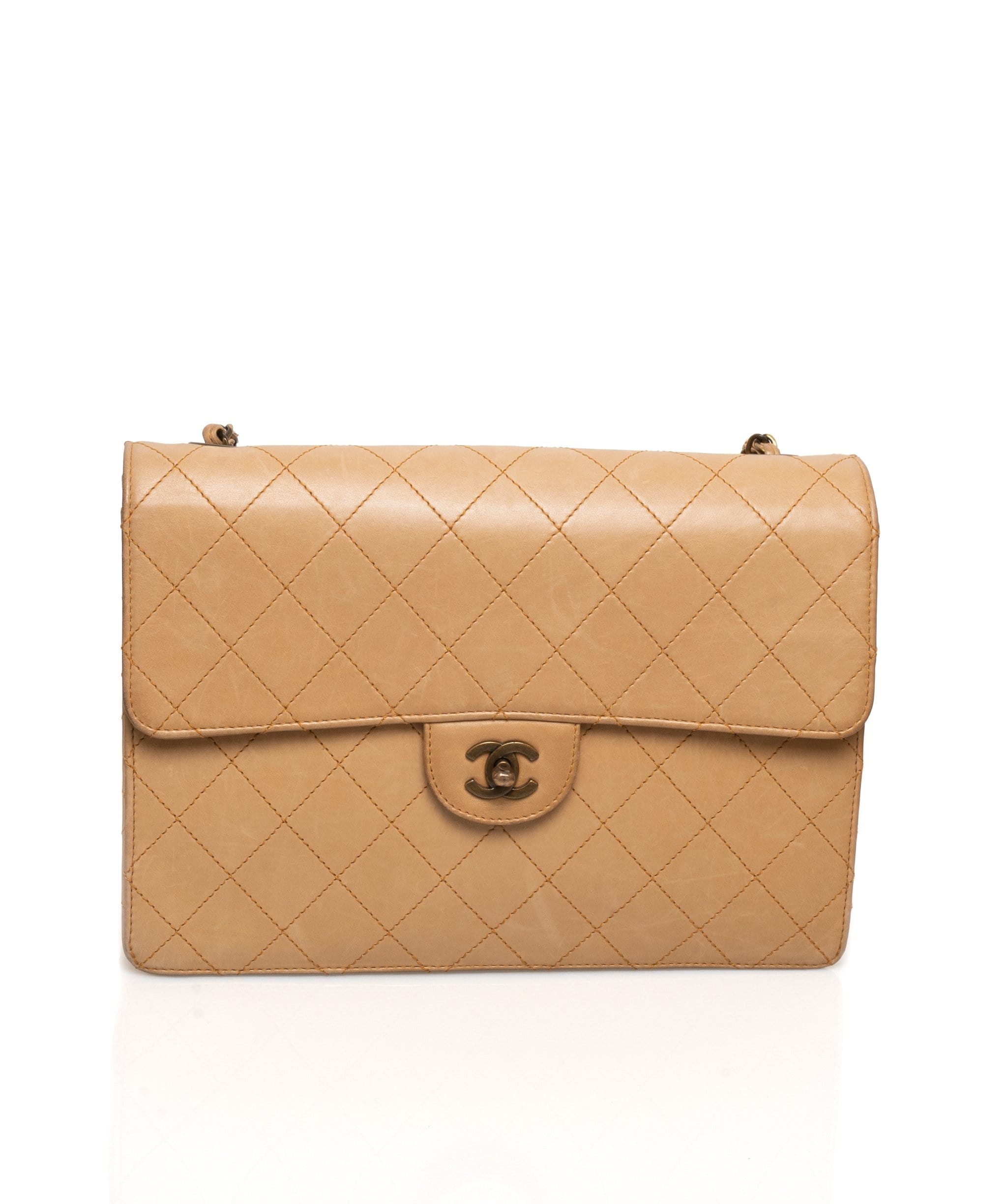 Chanel Chanel  Beige CC Timeless Lambskin Leather Jumbo Bag