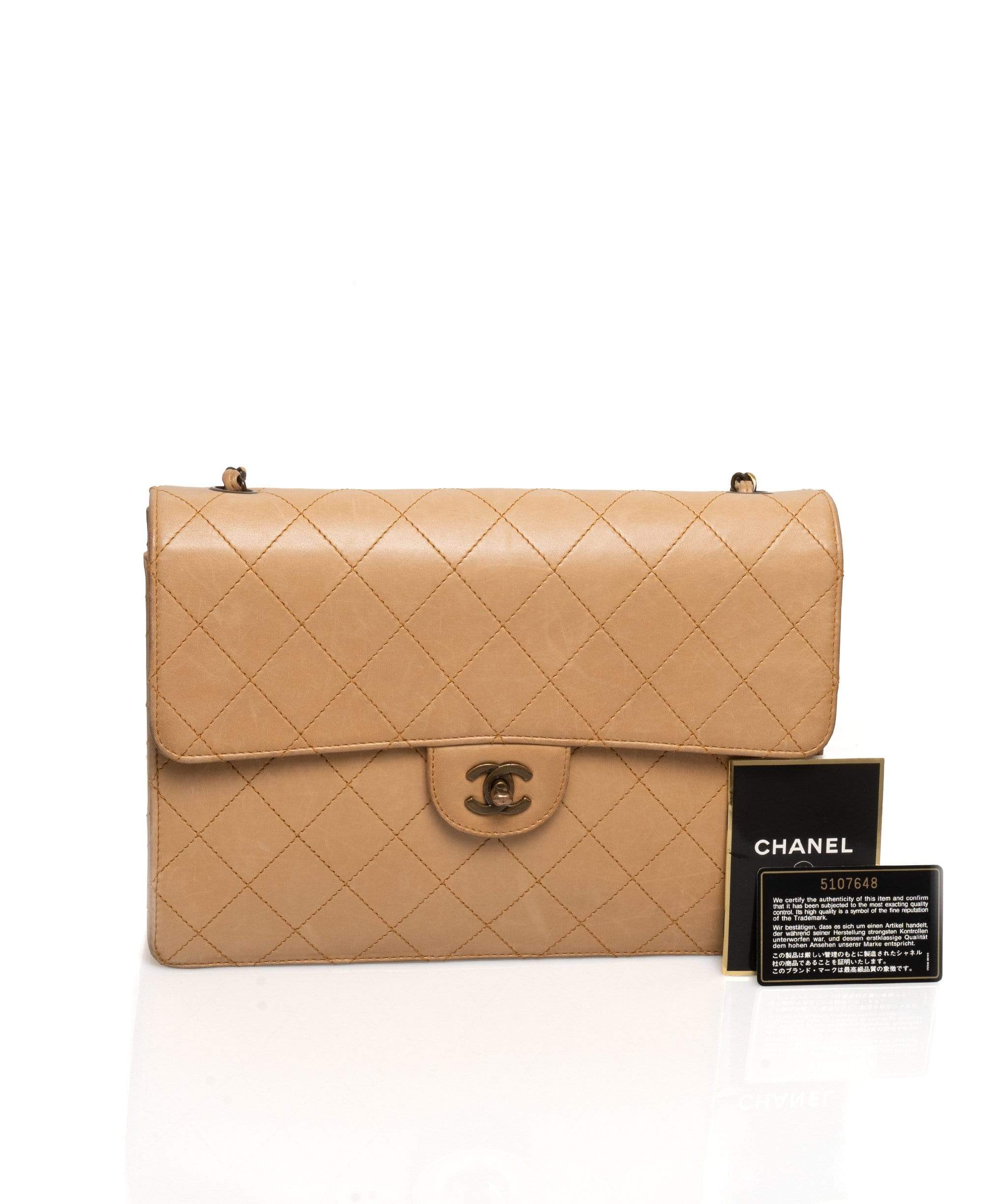 Chanel Chanel  Beige CC Timeless Lambskin Leather Jumbo Bag