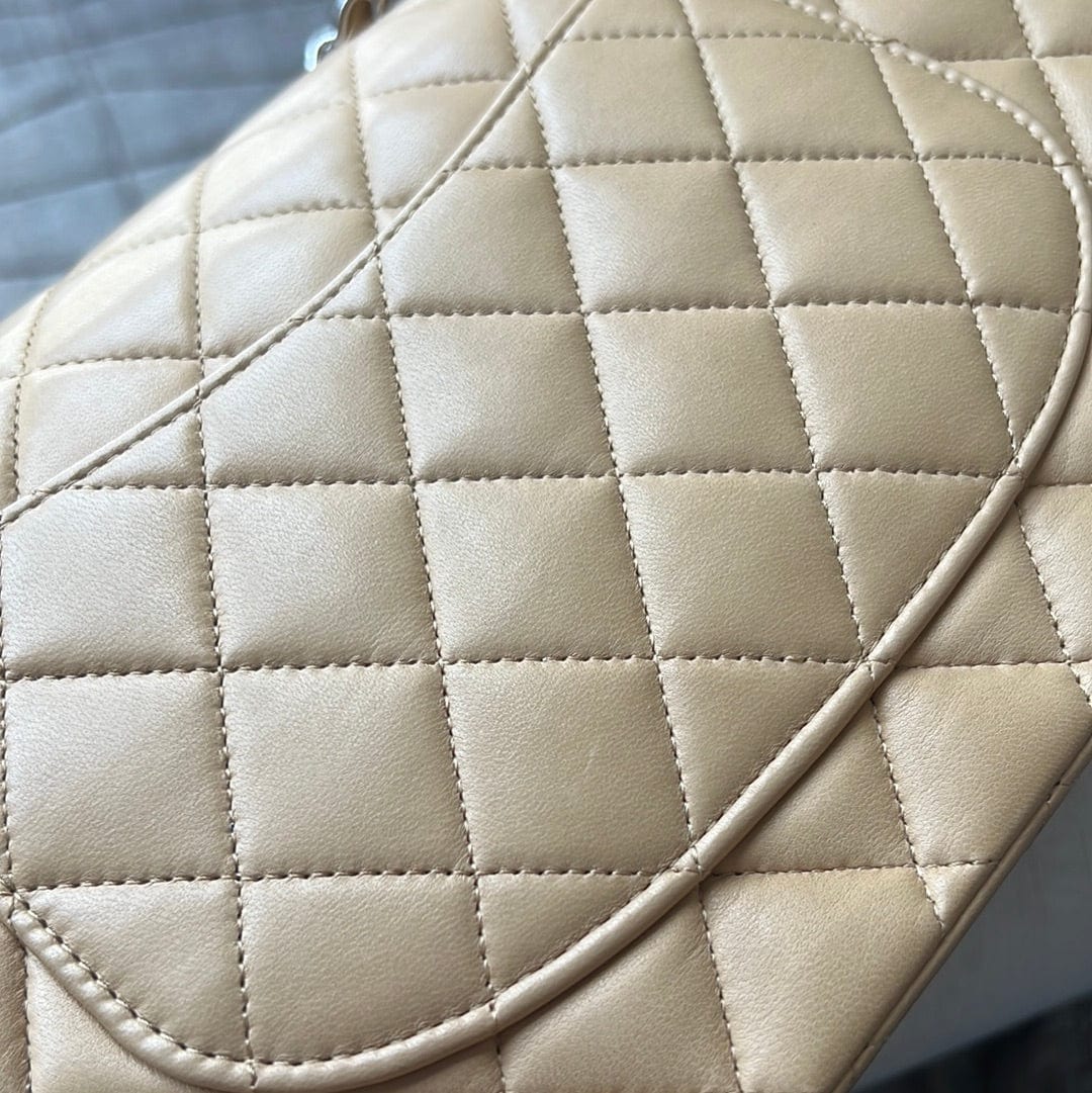 Chanel Chanel Beige Lambskin 2.55 10 Inch ASL3655