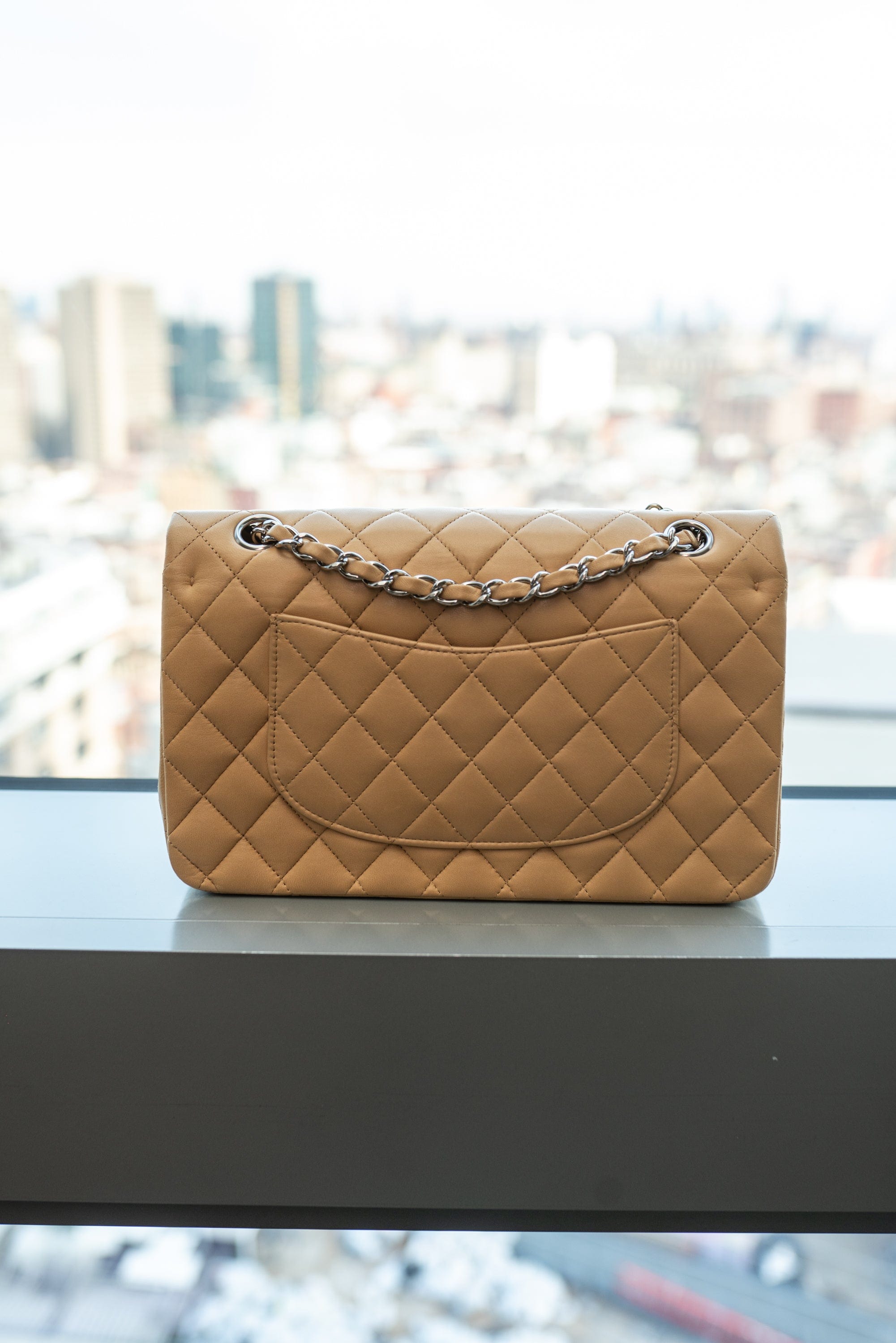 Chanel Chanel Beige Lambskin 2.55 10 Inch ASL3655