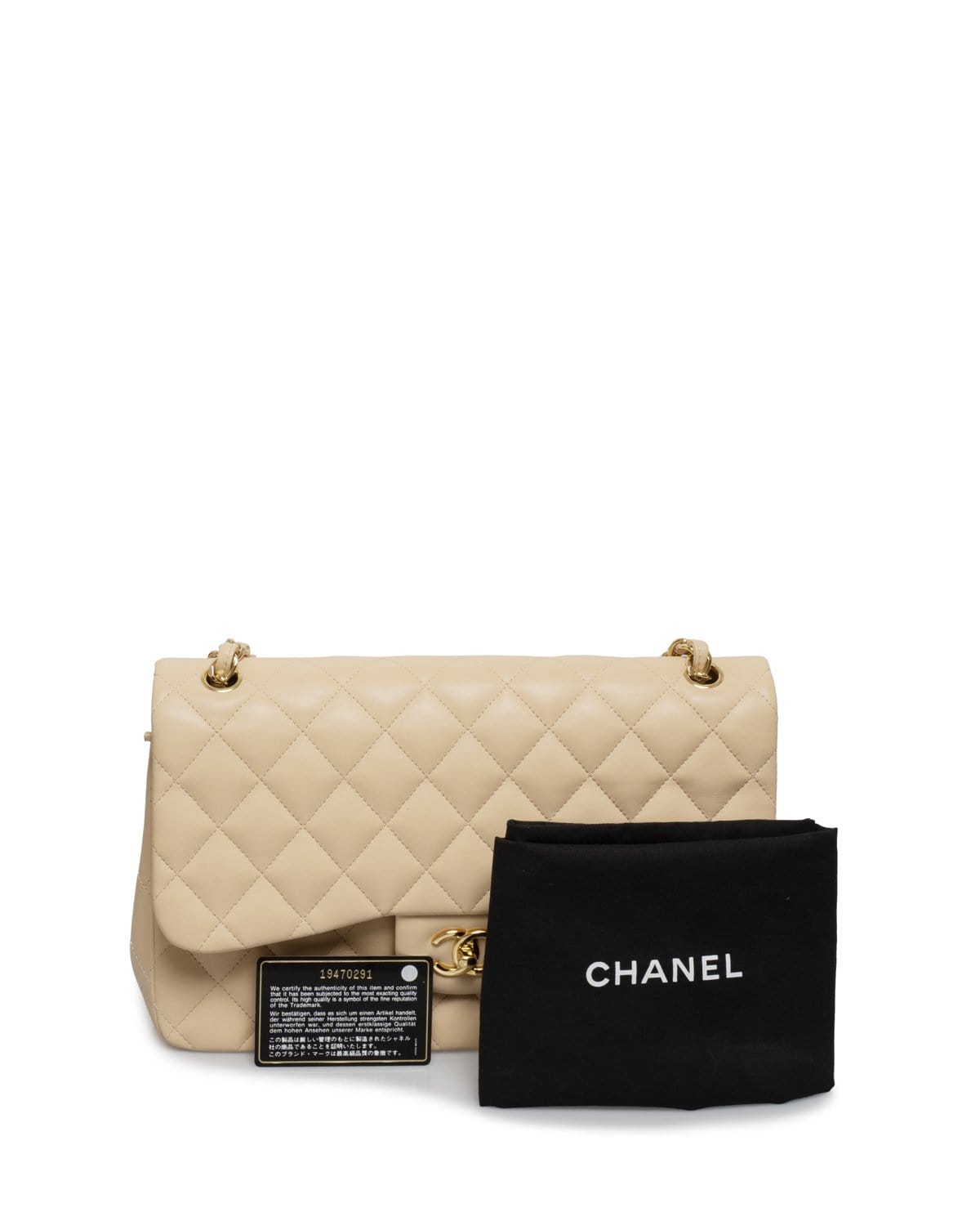 Chanel Chanel Beige Lambskin Jumbo Classic Flap Bag GHW - AGL1382