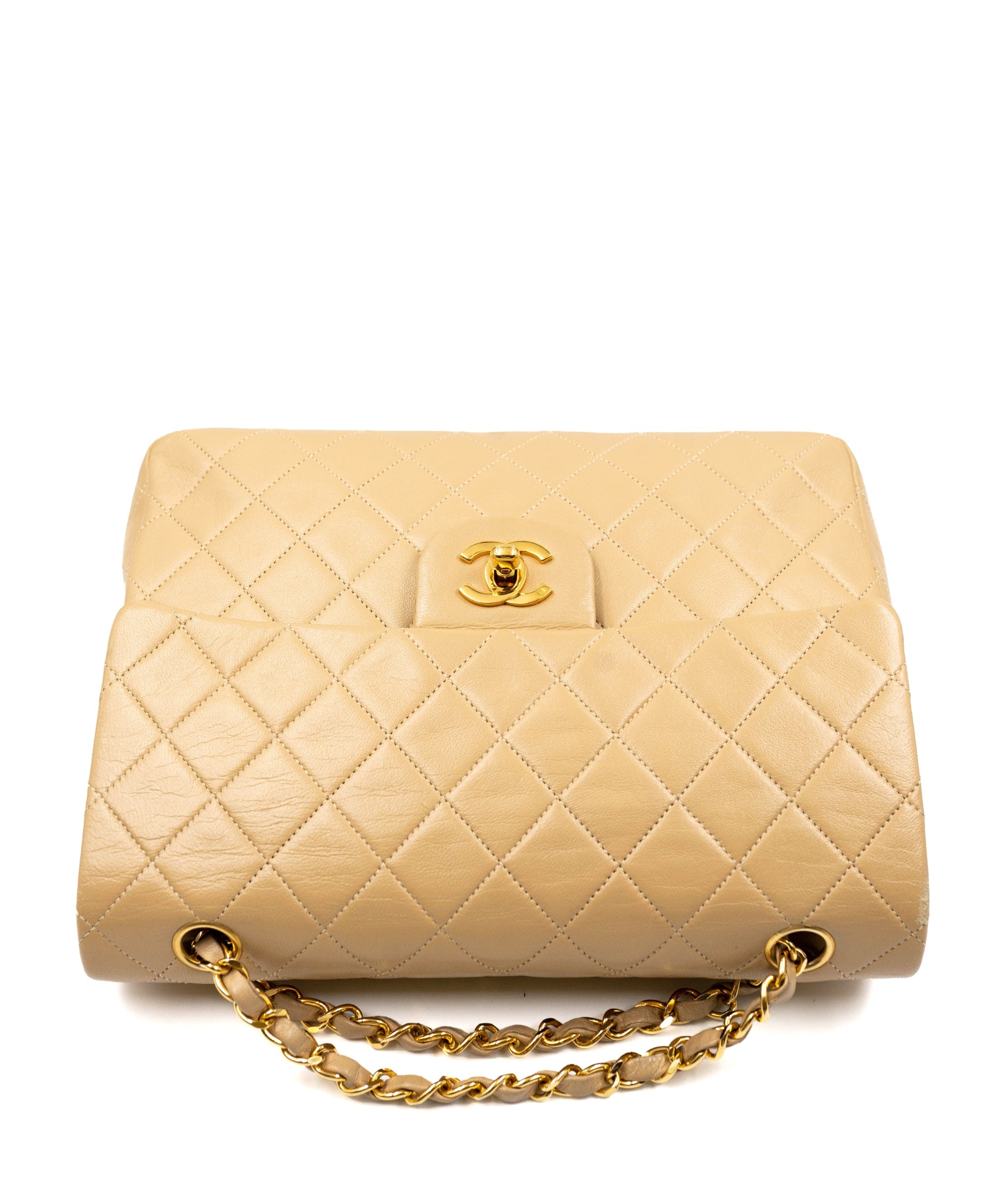 Chanel Chanel beige lambskin square GHW bag AGL2317