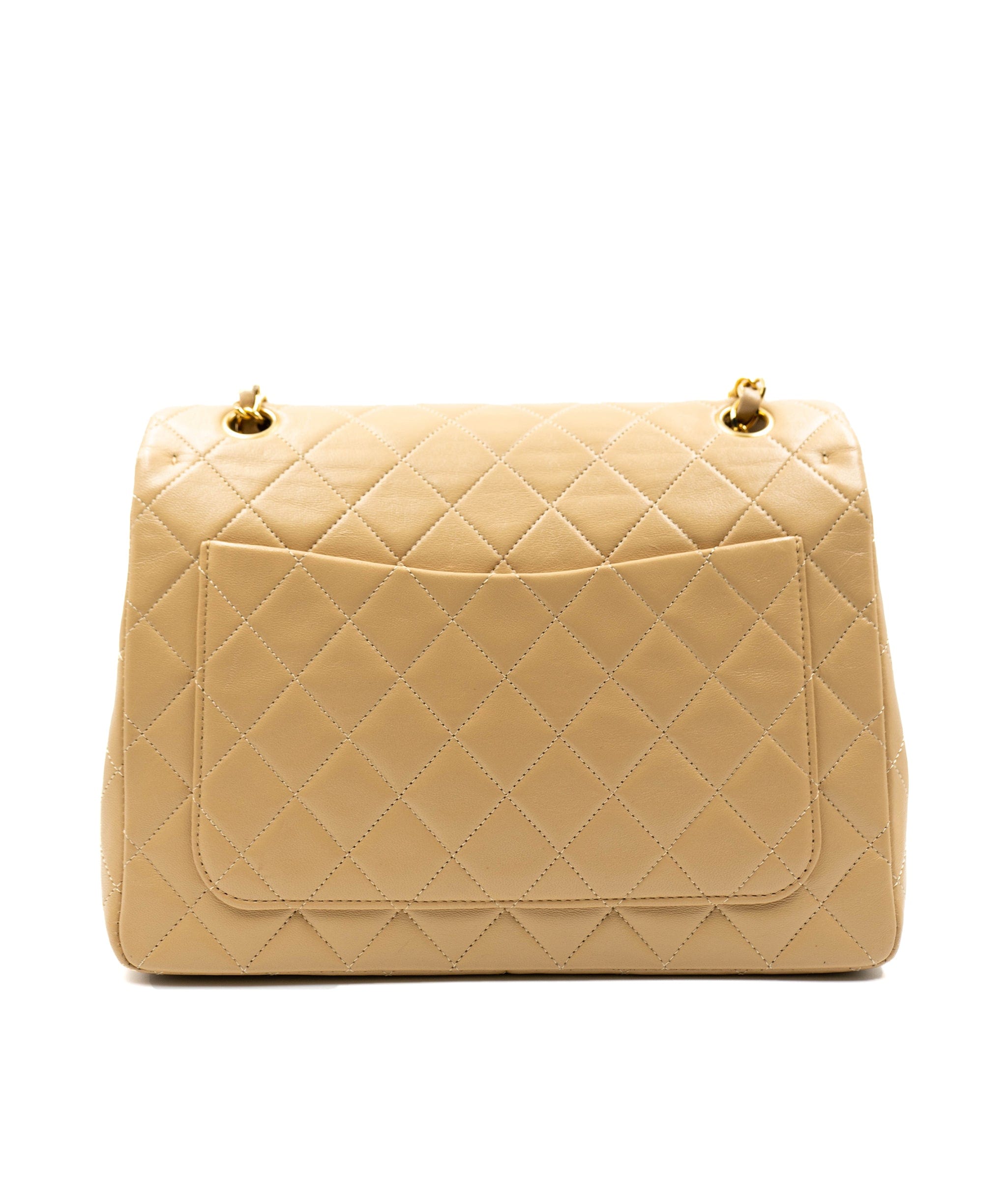 Chanel Chanel beige lambskin square GHW bag AGL2317