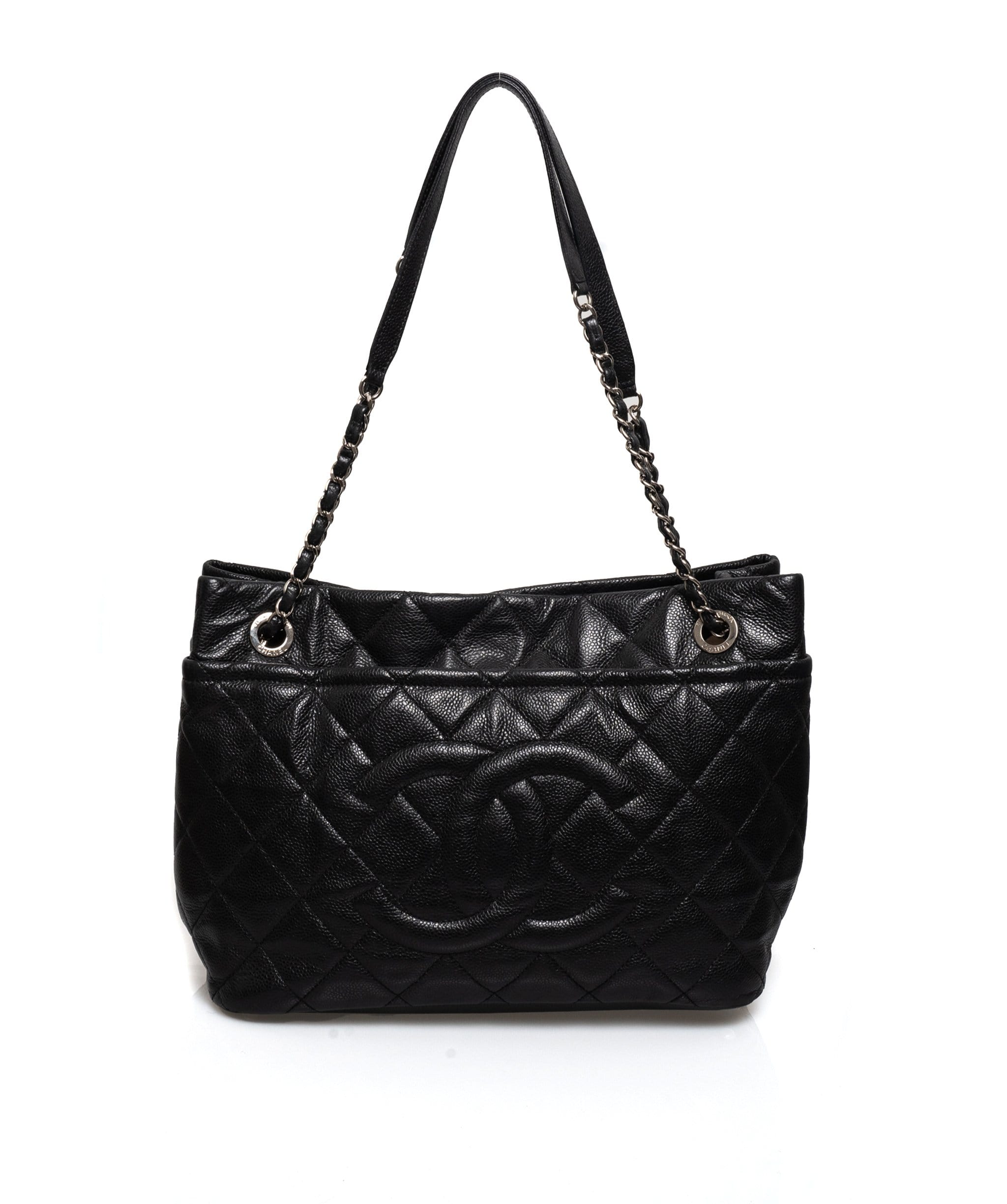 Chanel Chanel Black Caviar CC Tote Bag PHW  AGL1160