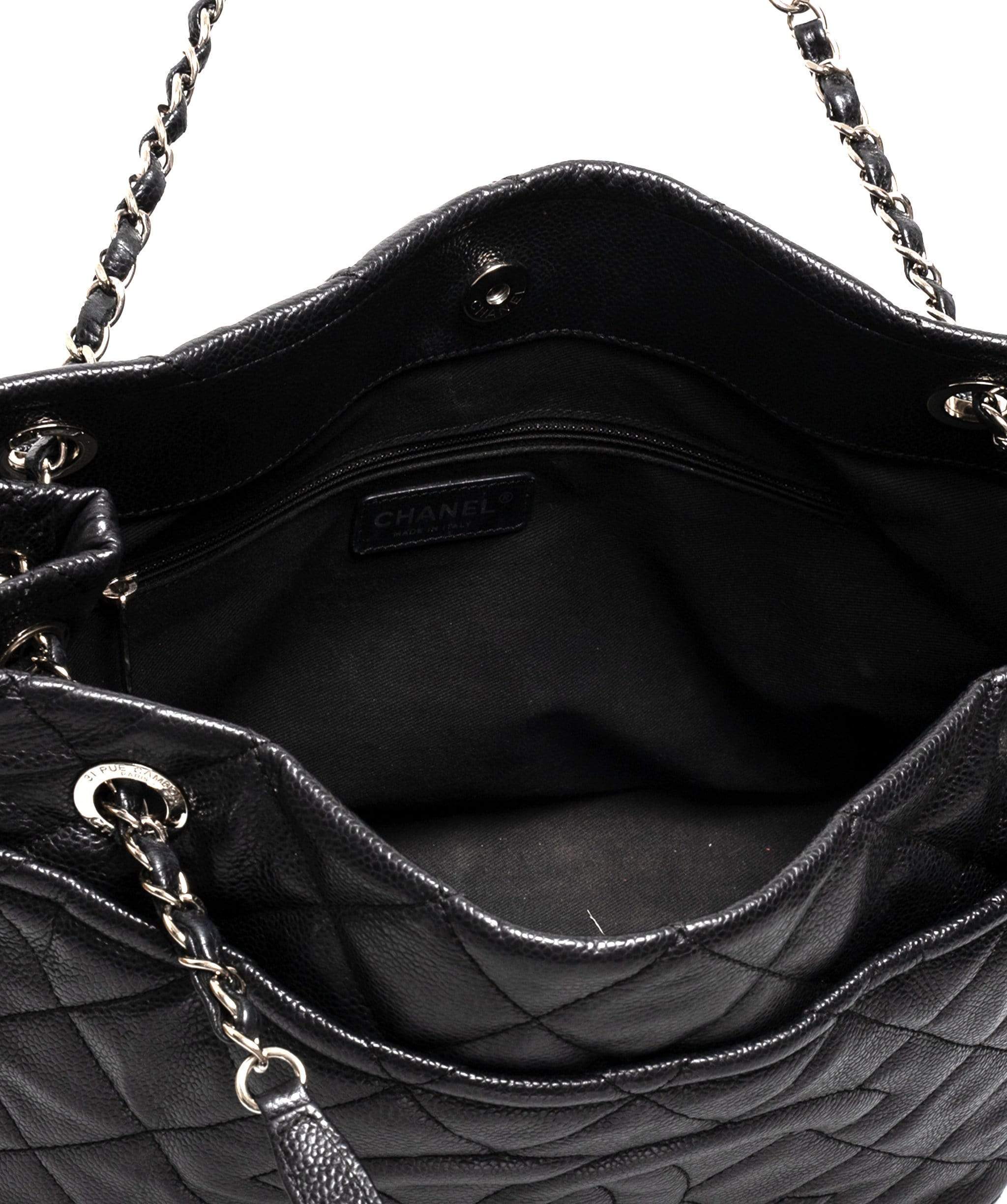 Chanel Chanel Black Caviar CC Tote Bag PHW  AGL1160