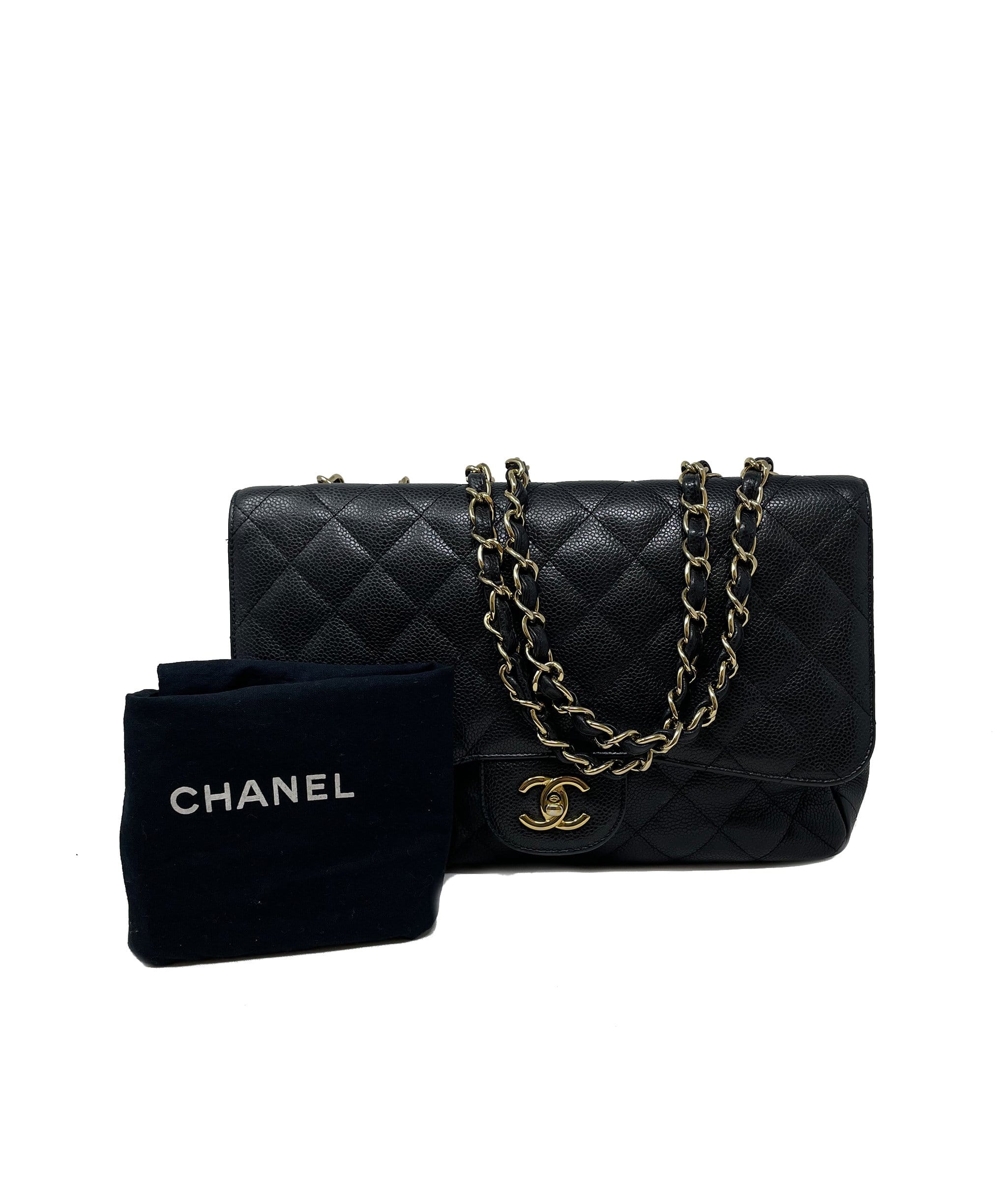 Chanel Chanel Black Caviar Jumbo Classic Flap Bag - AGL1289