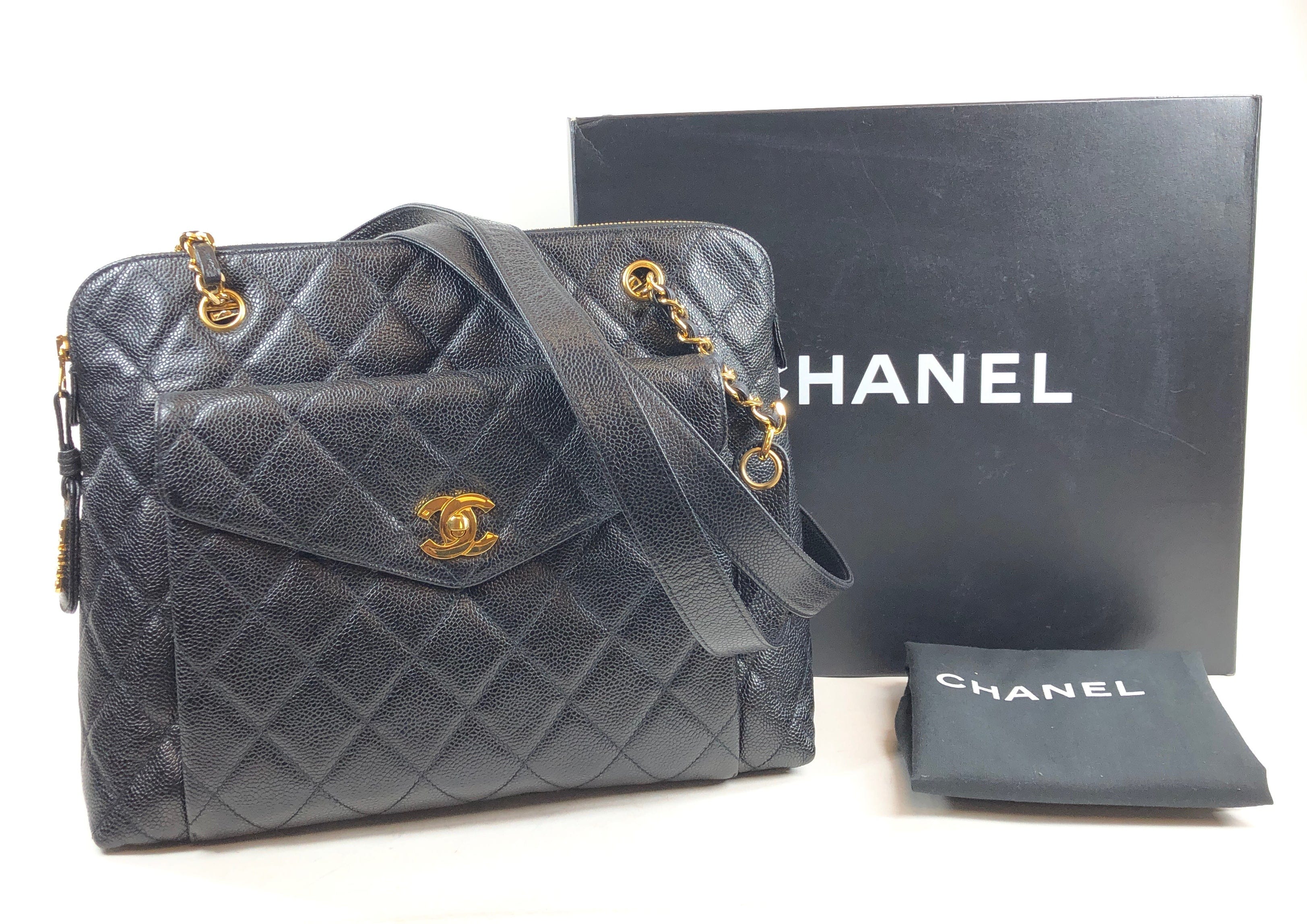 Chanel Chanel Black Caviar Shoulder Tote Bag PXL1508