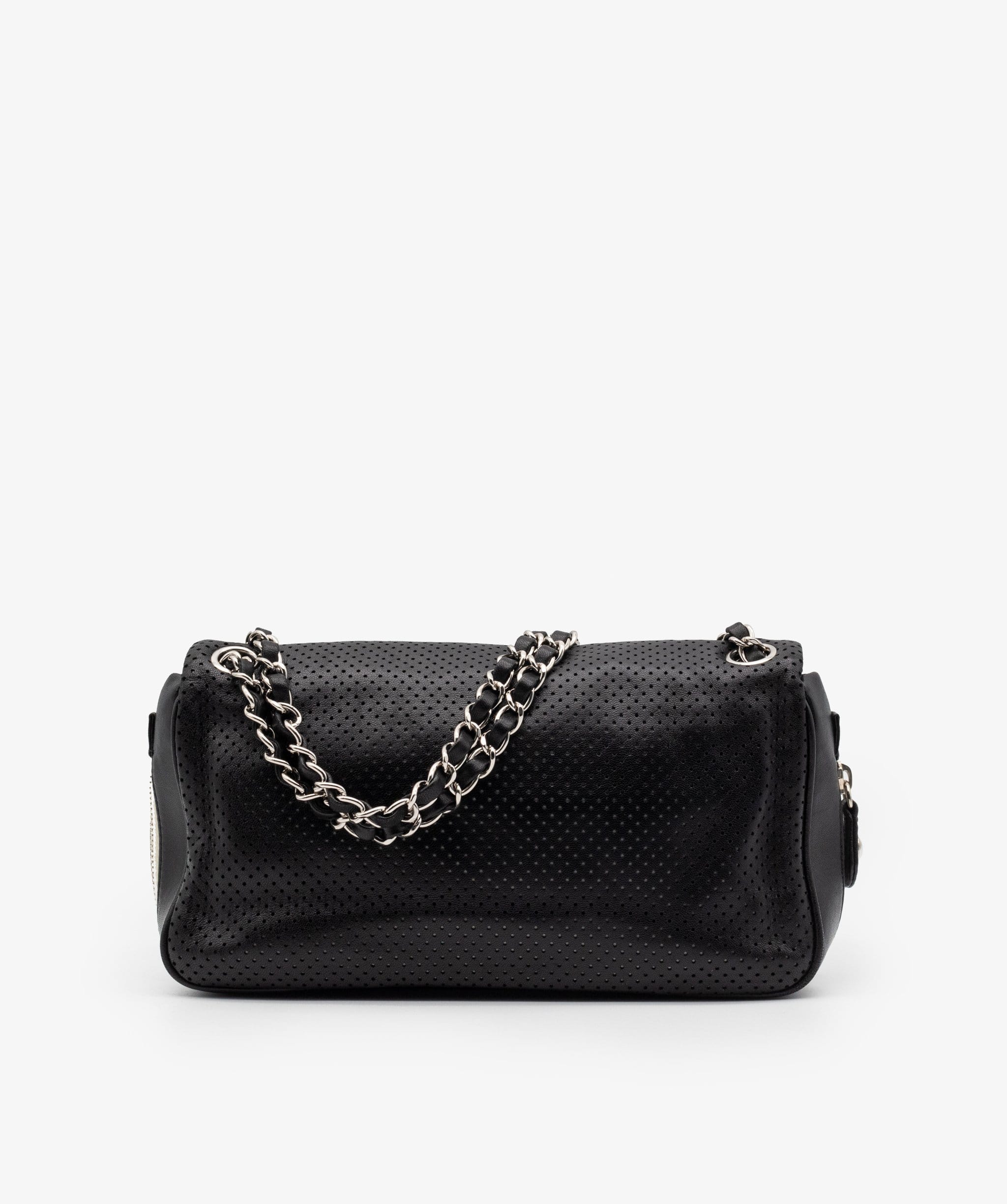 Chanel Chanel Black CC Perforated Baseball Spirit Flap Bag