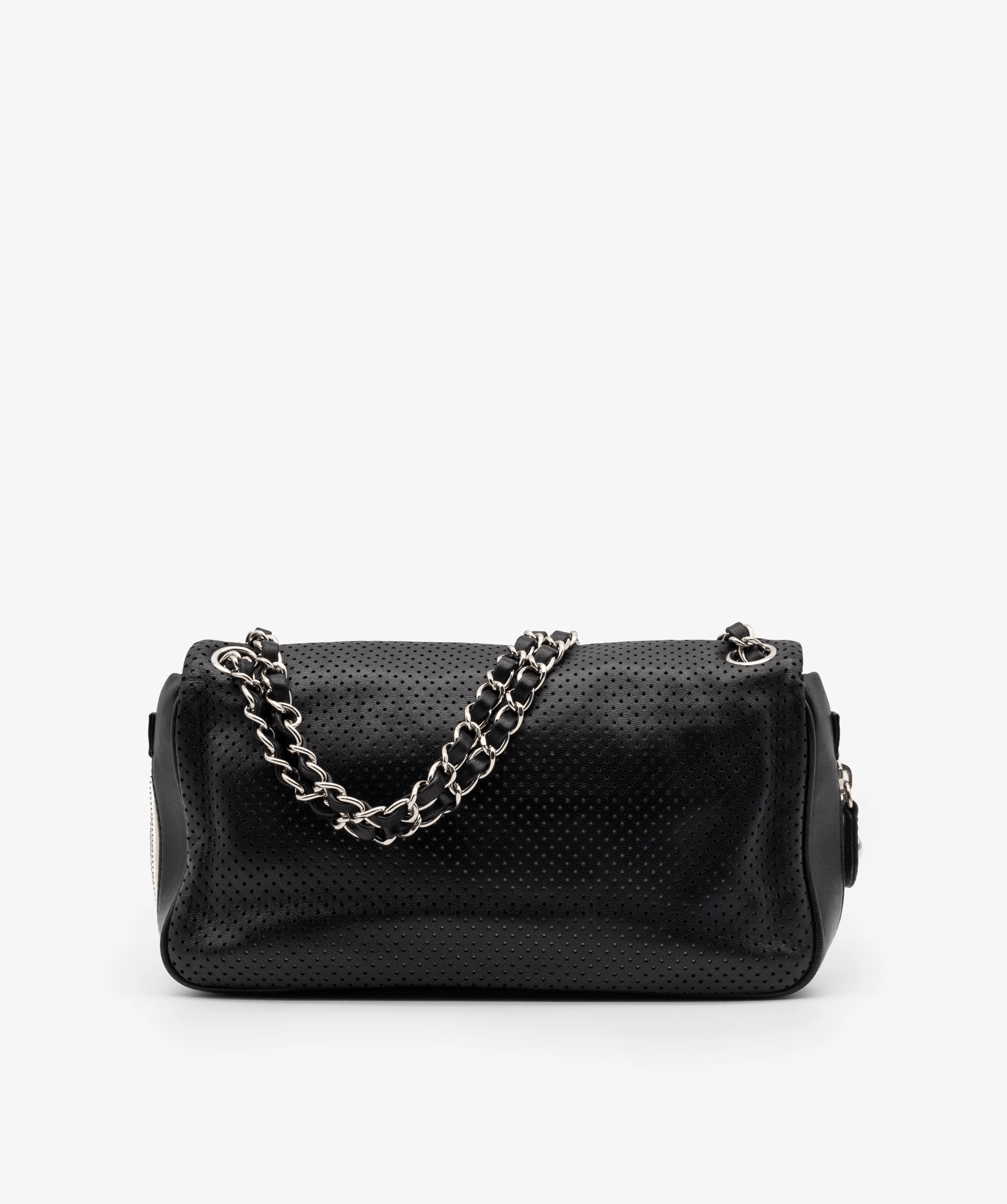 Chanel Chanel Black CC Perforated Baseball Spirit Flap Bag