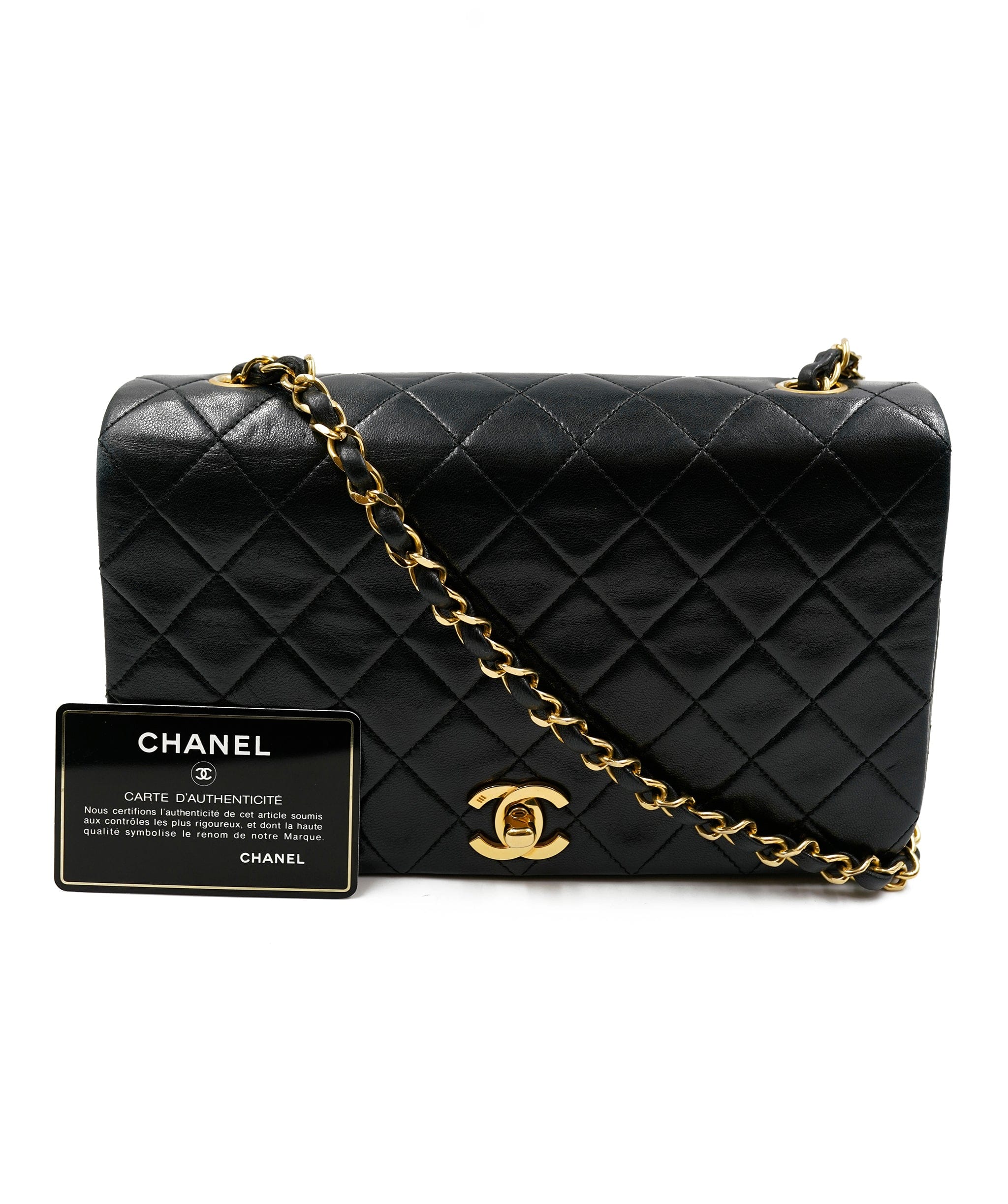 Chanel Chanel black lambskin 9" full flap GHW - AWL3063