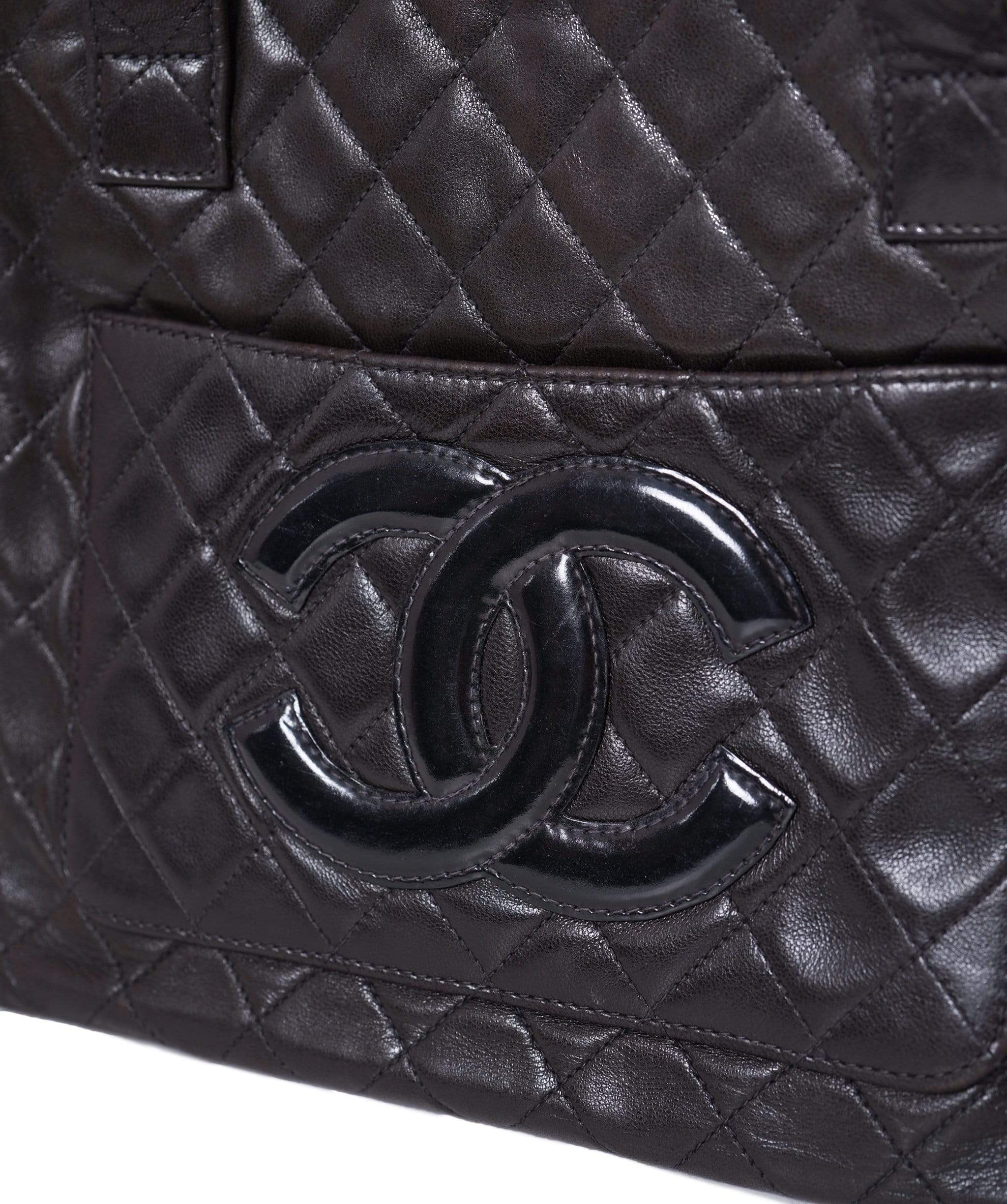 Chanel Chanel Black Lambskin CC Top Handle Tote Bag  AGL1125