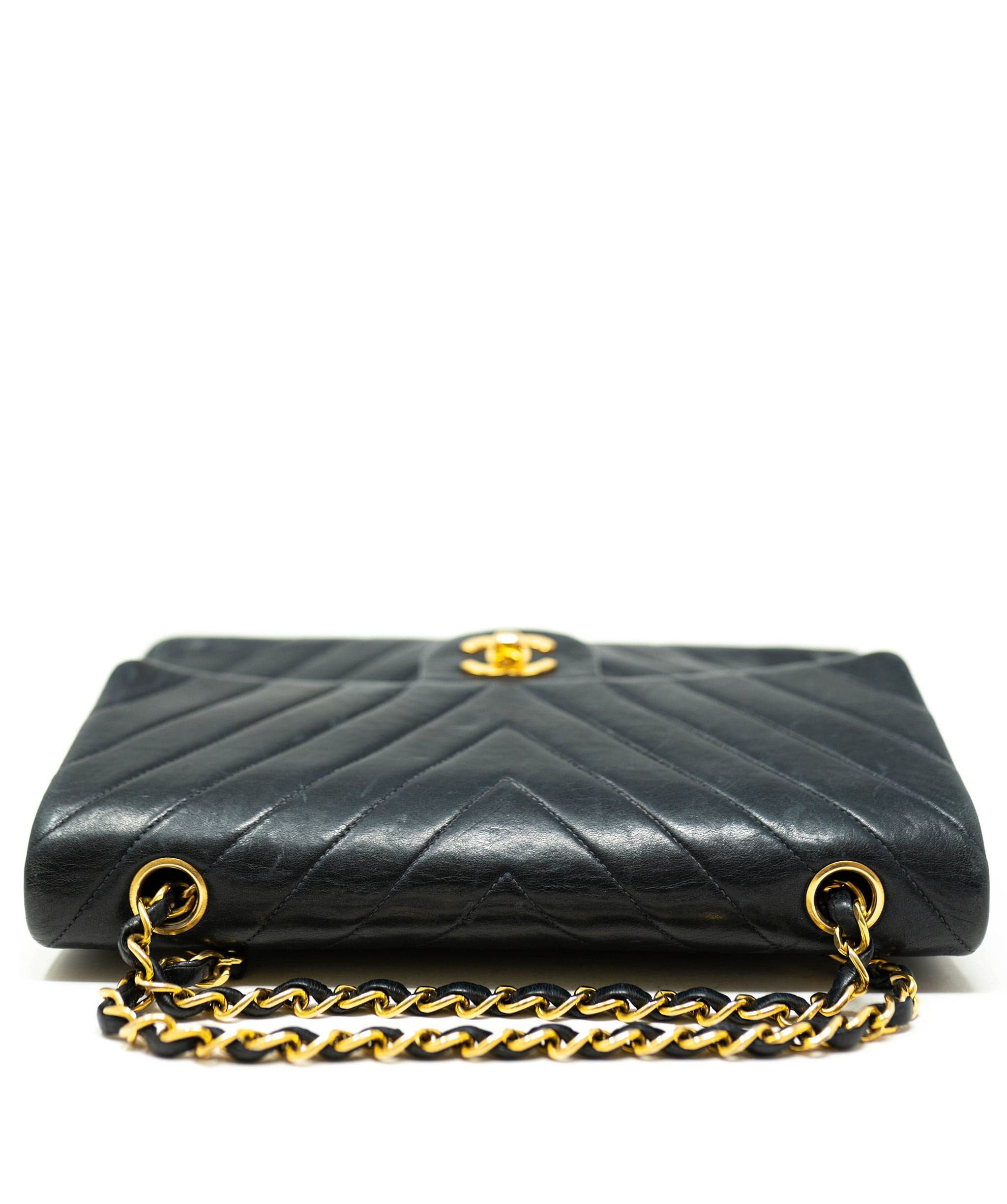 Chanel Chanel Black Lambskin Chevron Double Classic Flap Bag GHW - AGL1823