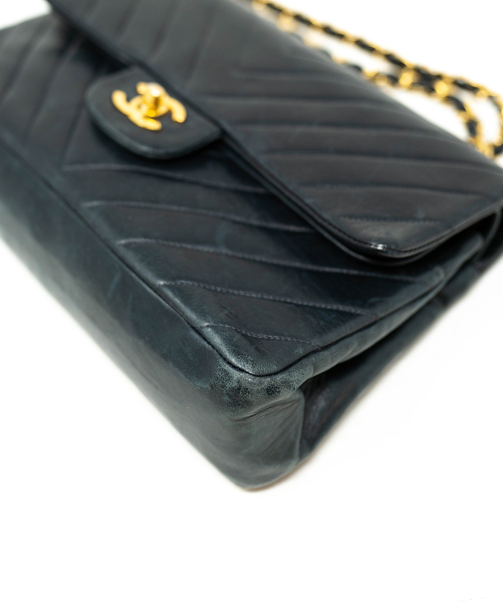 Chanel Chanel Black Lambskin Chevron Double Classic Flap Bag GHW - AGL1823