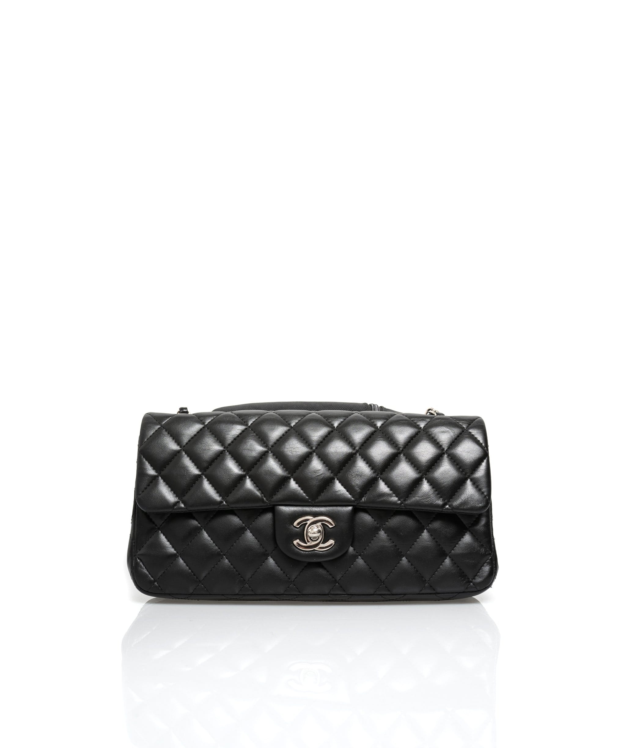 Chanel Chanel Black Lambskin East West Bag with Silver Hardware - AWC1040