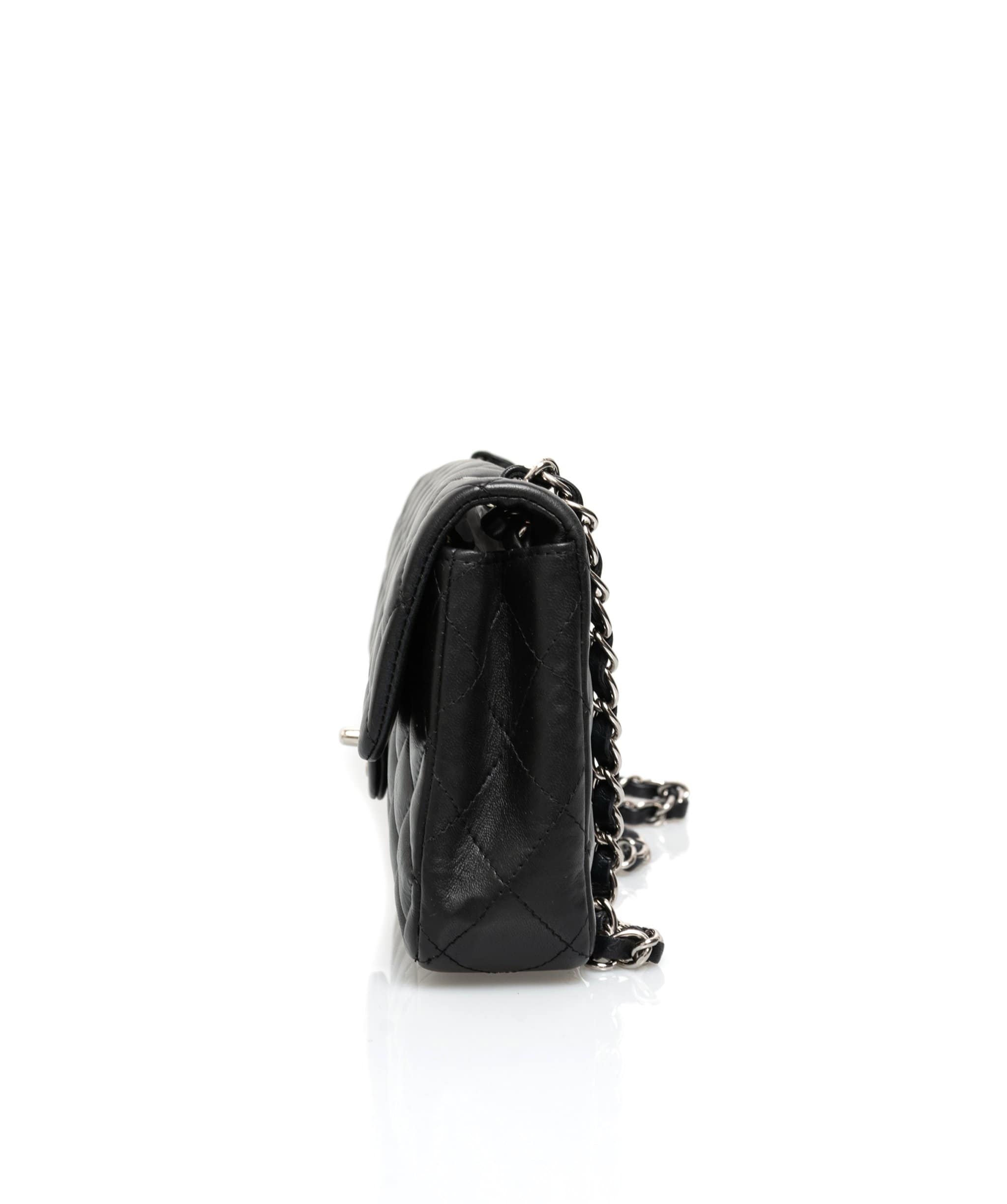 Chanel Chanel Black Lambskin East West Bag with Silver Hardware - AWC1040