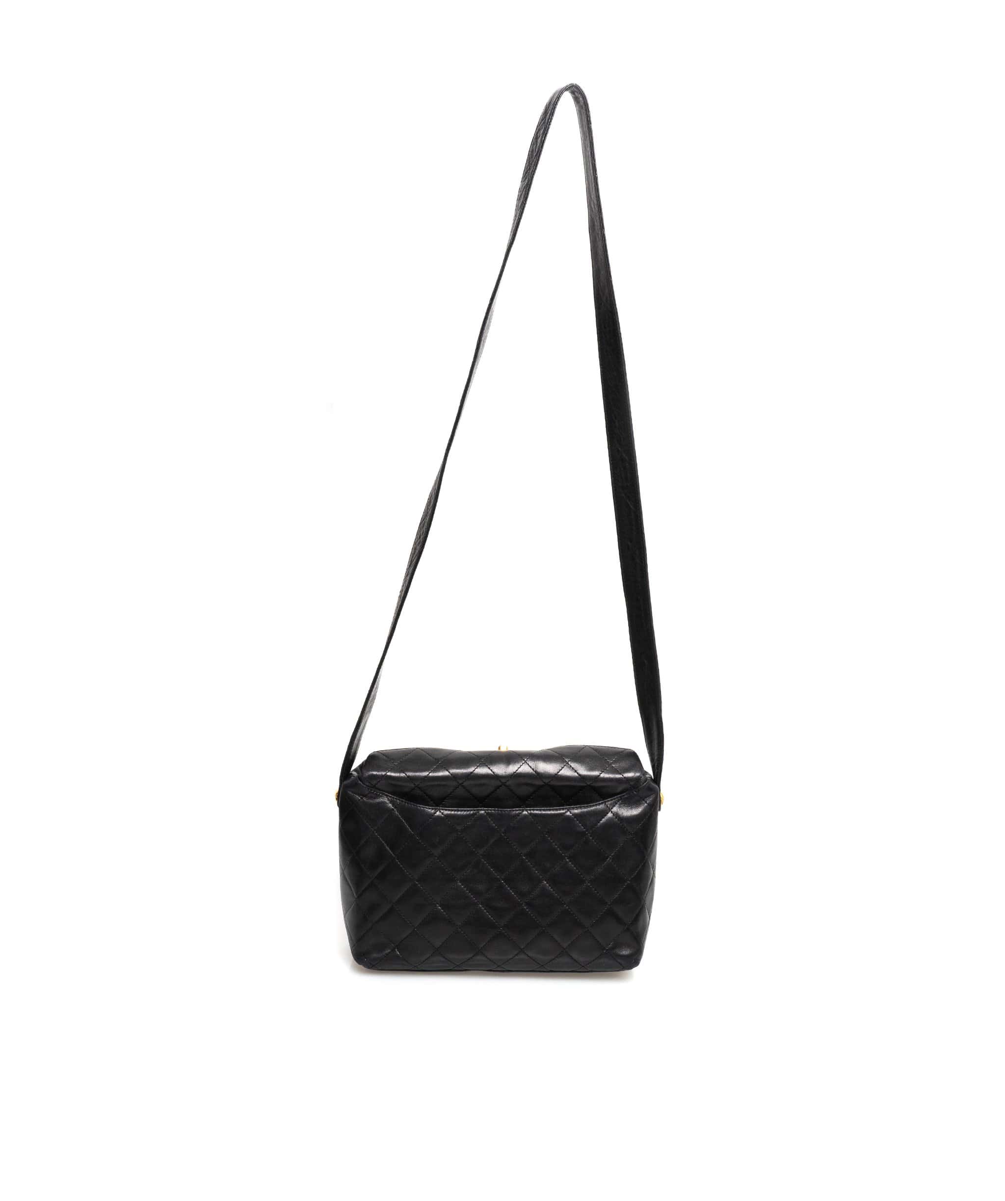 Chanel Chanel Black Lambskin Leather CC Turnlock Crossbody Bag - AGL1371