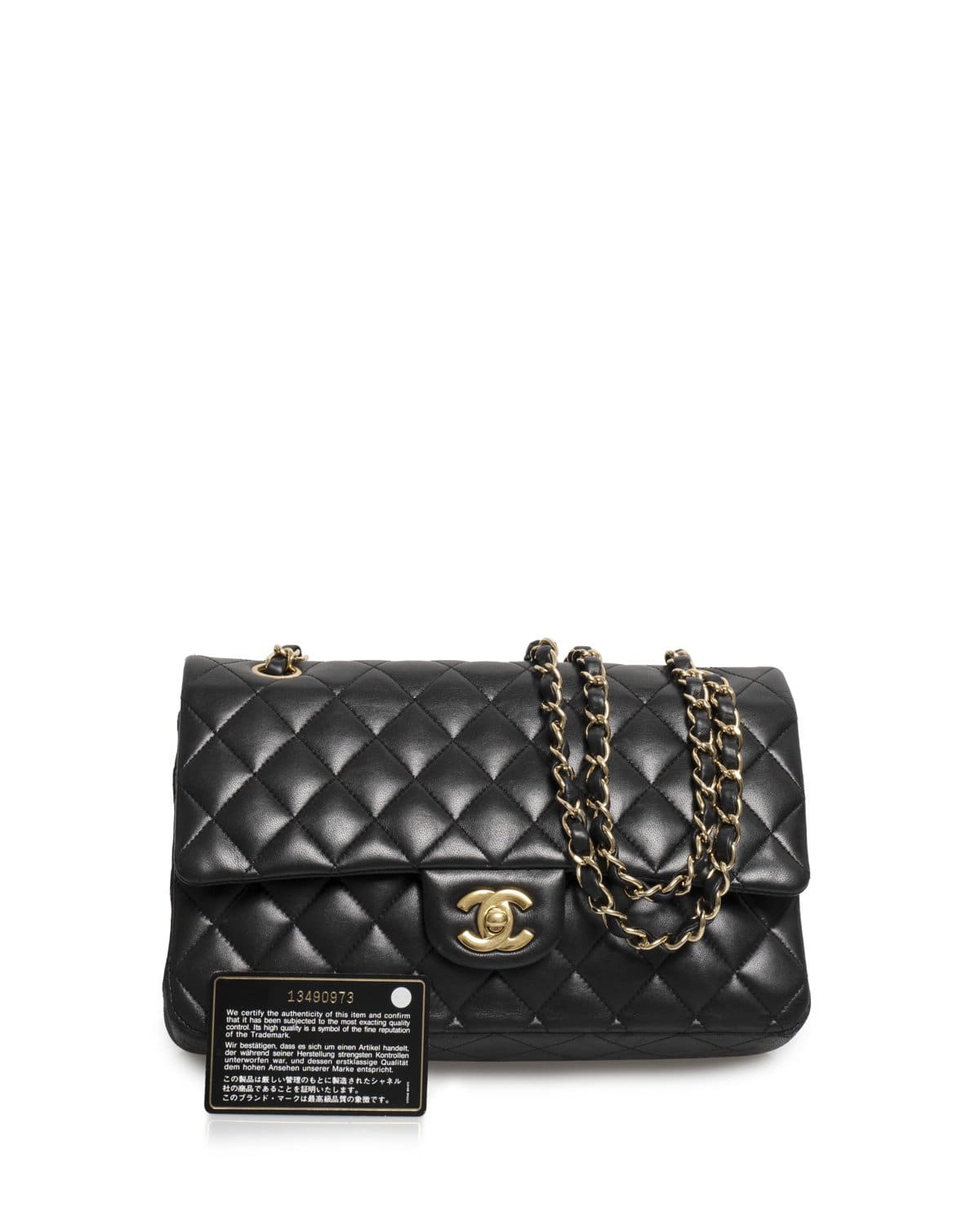 Chanel Chanel Black Lambskin Leather Medium Classic Double Flap Bag - AGL1442