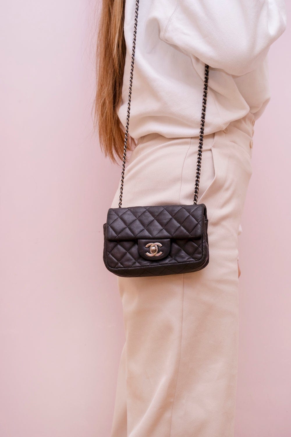 Chanel Chanel Black Lambskin Mini Classic Flap Bag  - AGL1610