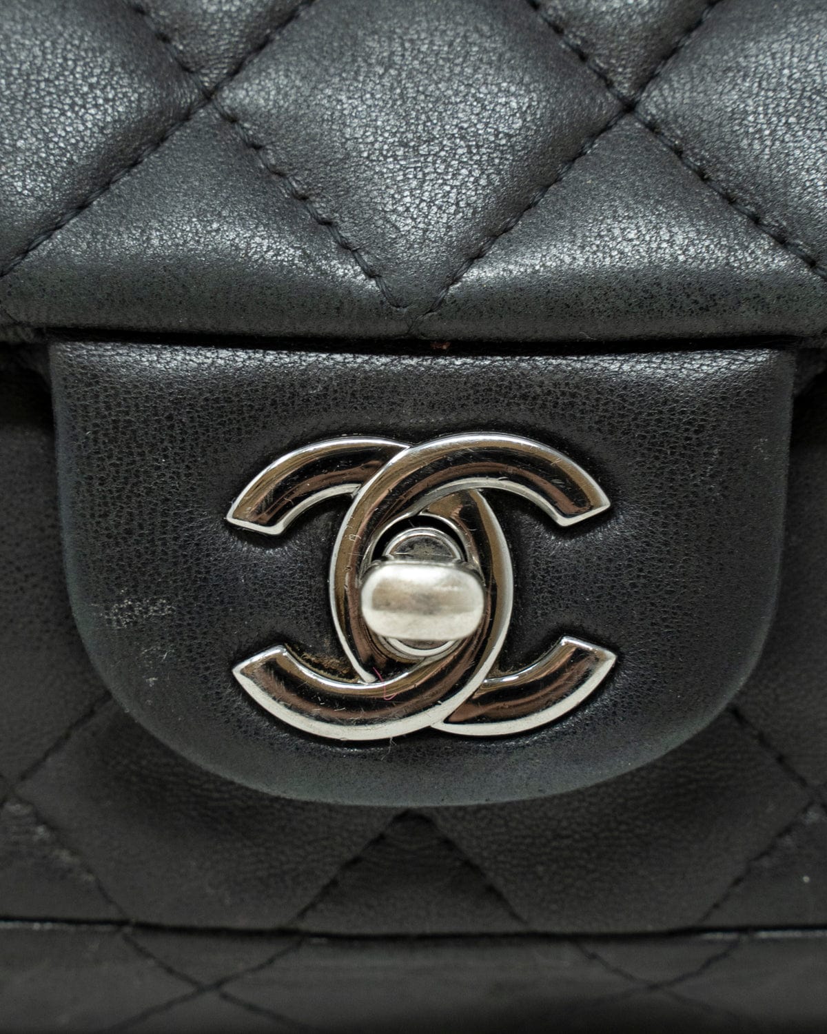 Chanel Chanel Black Lambskin Mini Classic Flap Bag  - AGL1610