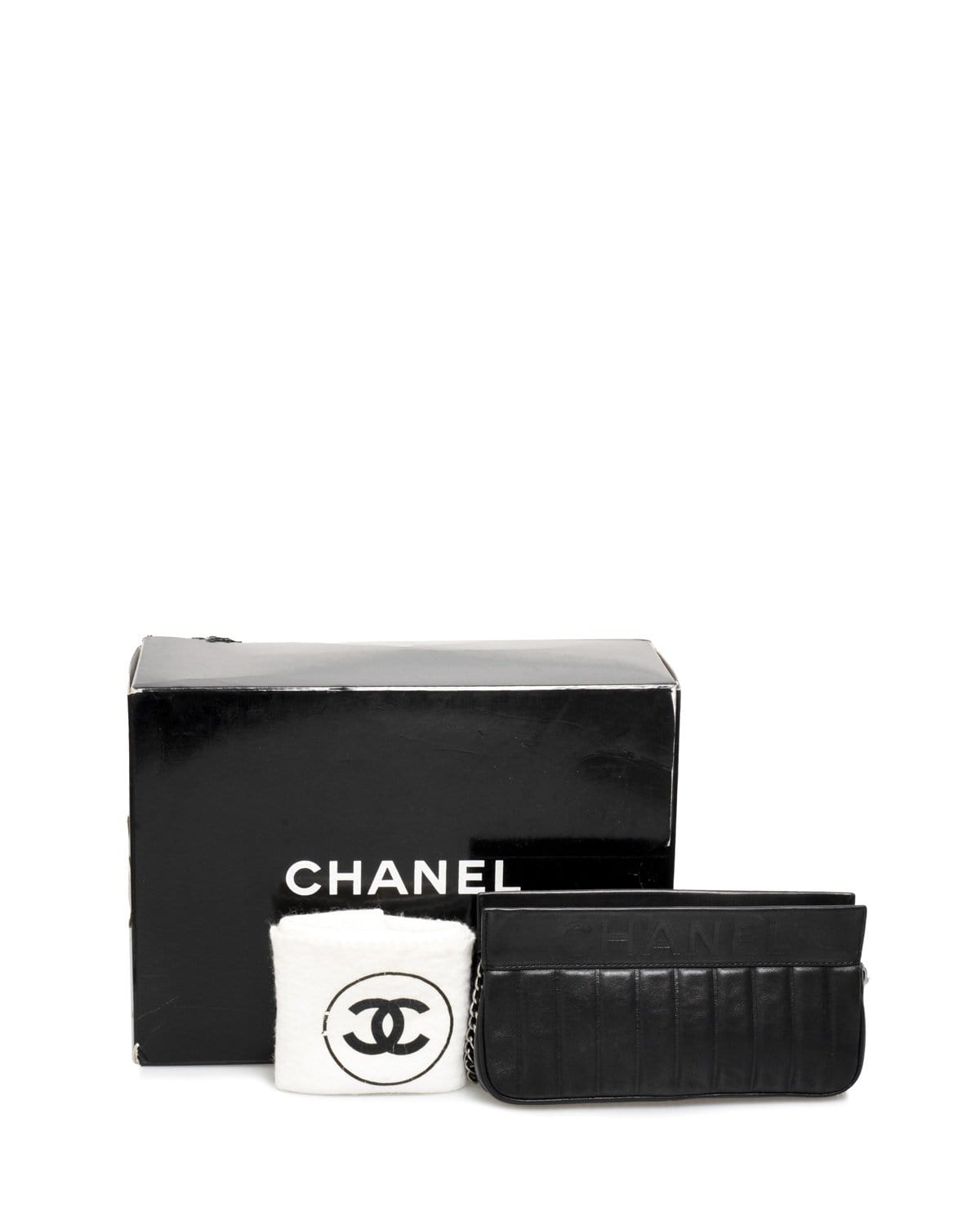 Chanel Chanel Black Lambskin Pochette Bag - AGL1459