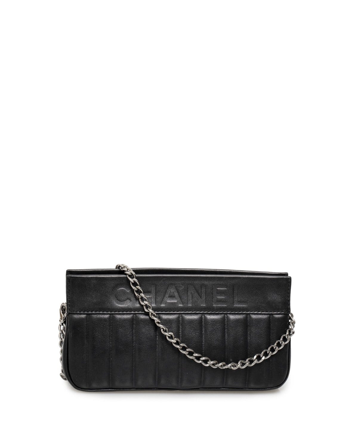 Chanel Chanel Black Lambskin Pochette Bag - AGL1459