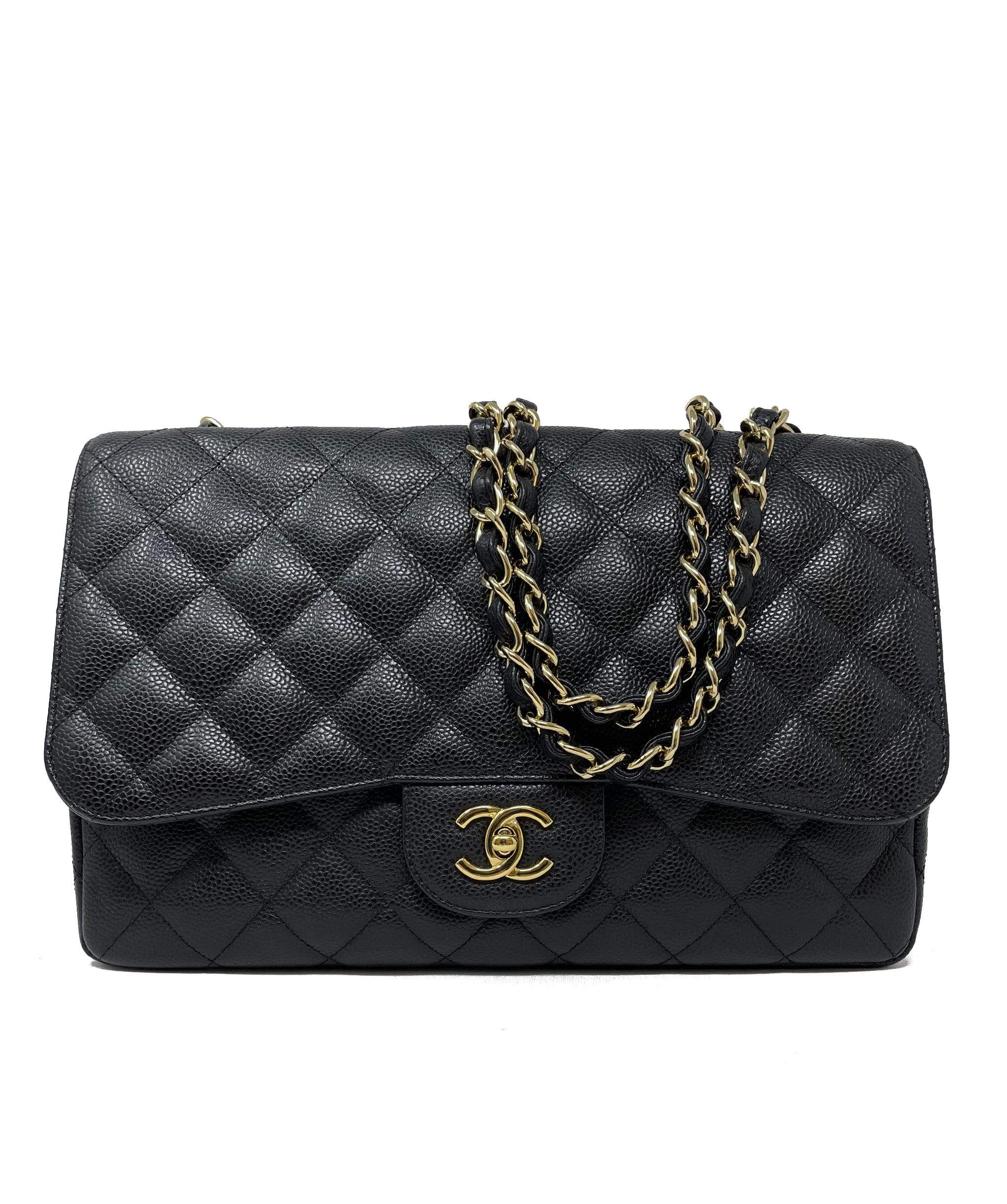 Chanel Chanel Black Leather Caviar Leather Jumbo Flap bag - AGL1291