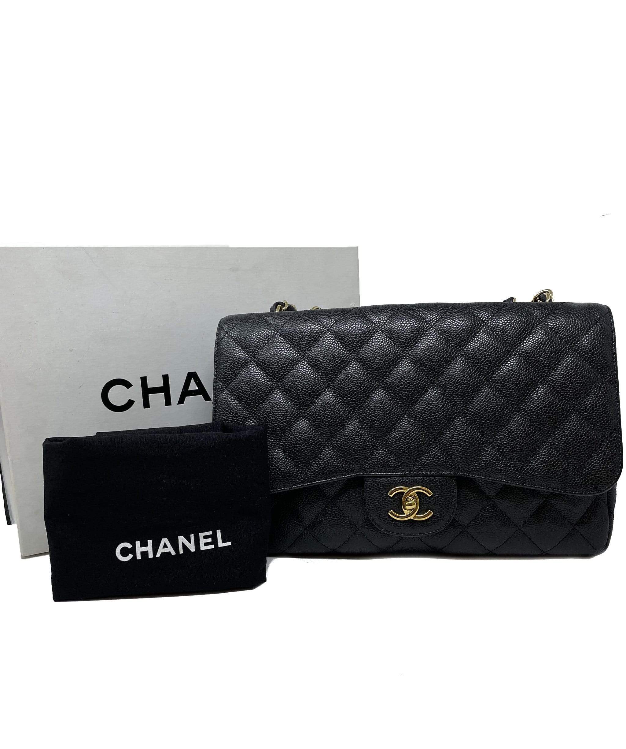 Chanel Chanel Black Leather Caviar Leather Jumbo Flap bag - AGL1291