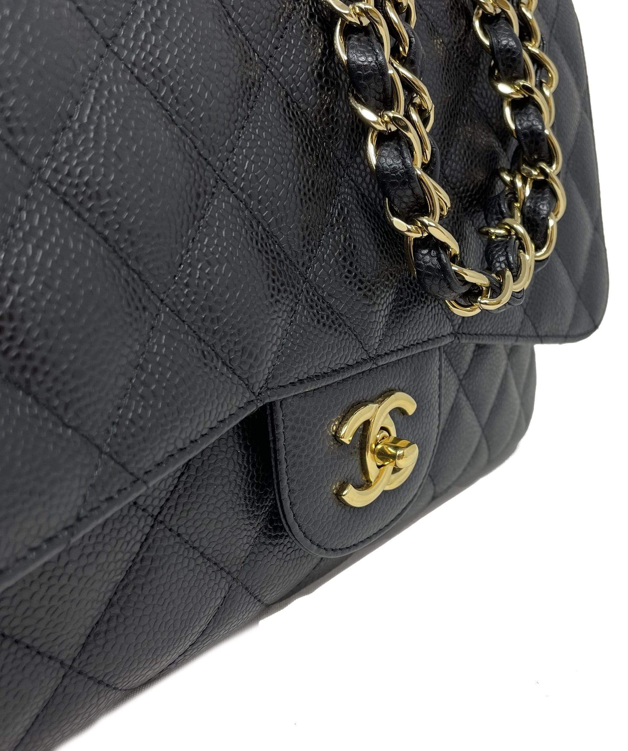 Chanel Chanel Black Leather Caviar Leather Jumbo Flap bag - AGL1291