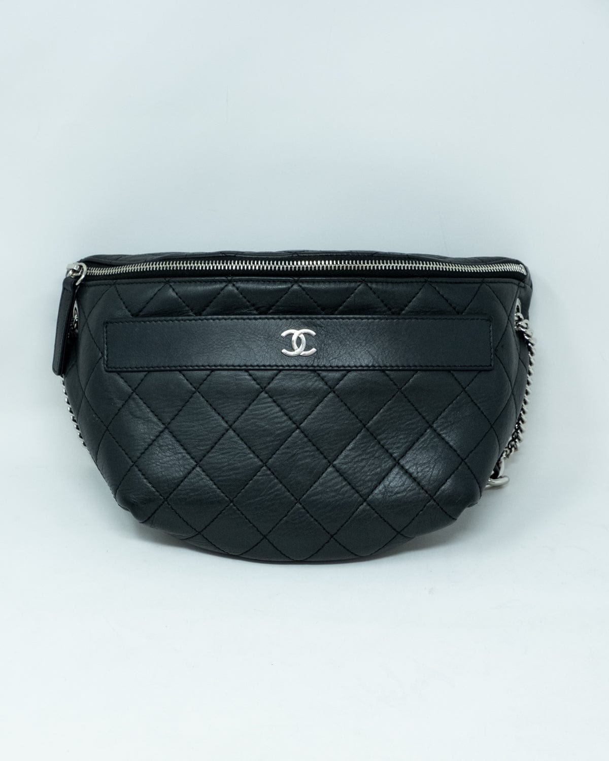 Chanel Chanel Black Leather Quilted Belt Waist Bag PHW - AGL1755