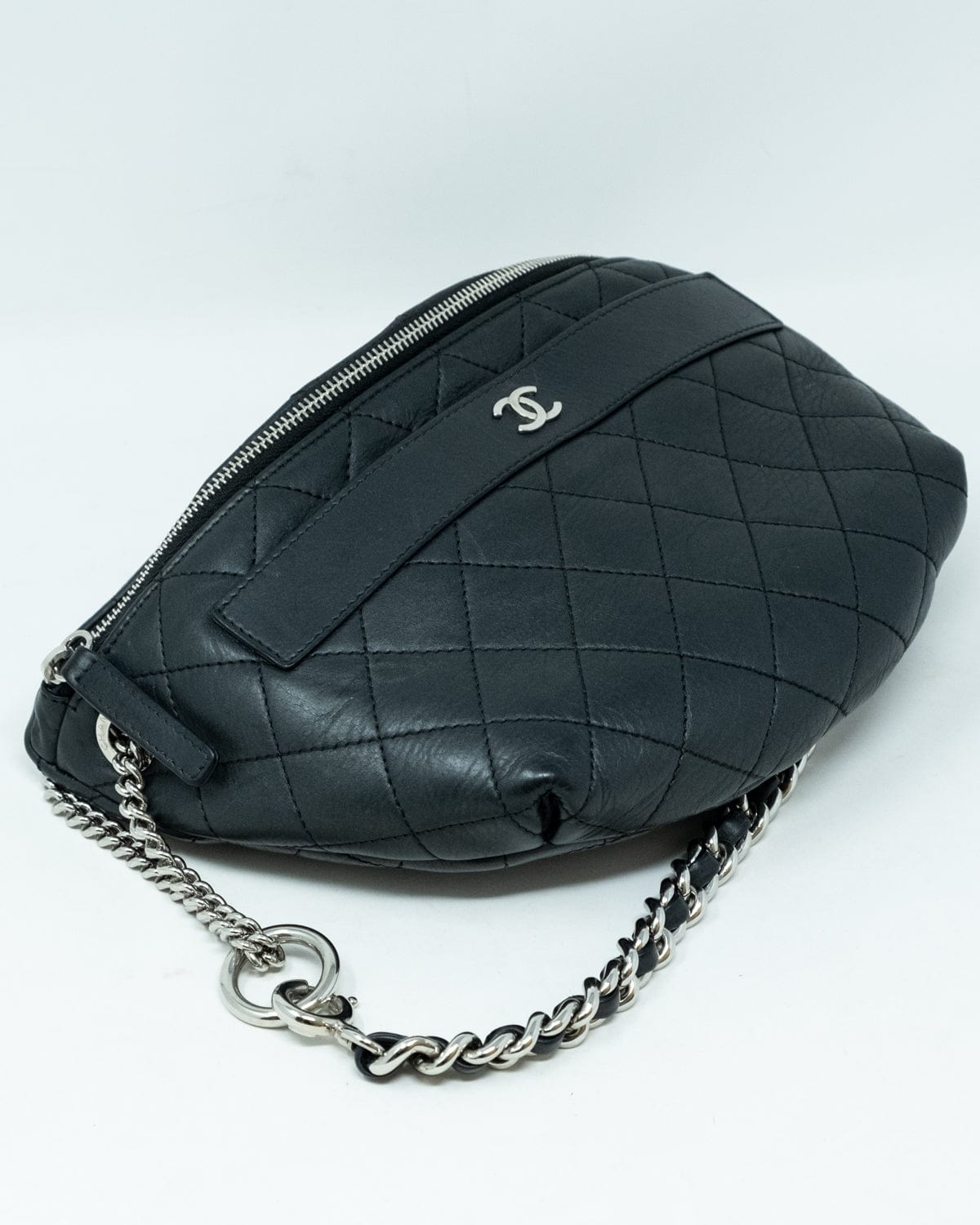 Chanel Chanel Black Leather Quilted Belt Waist Bag PHW - AGL1755