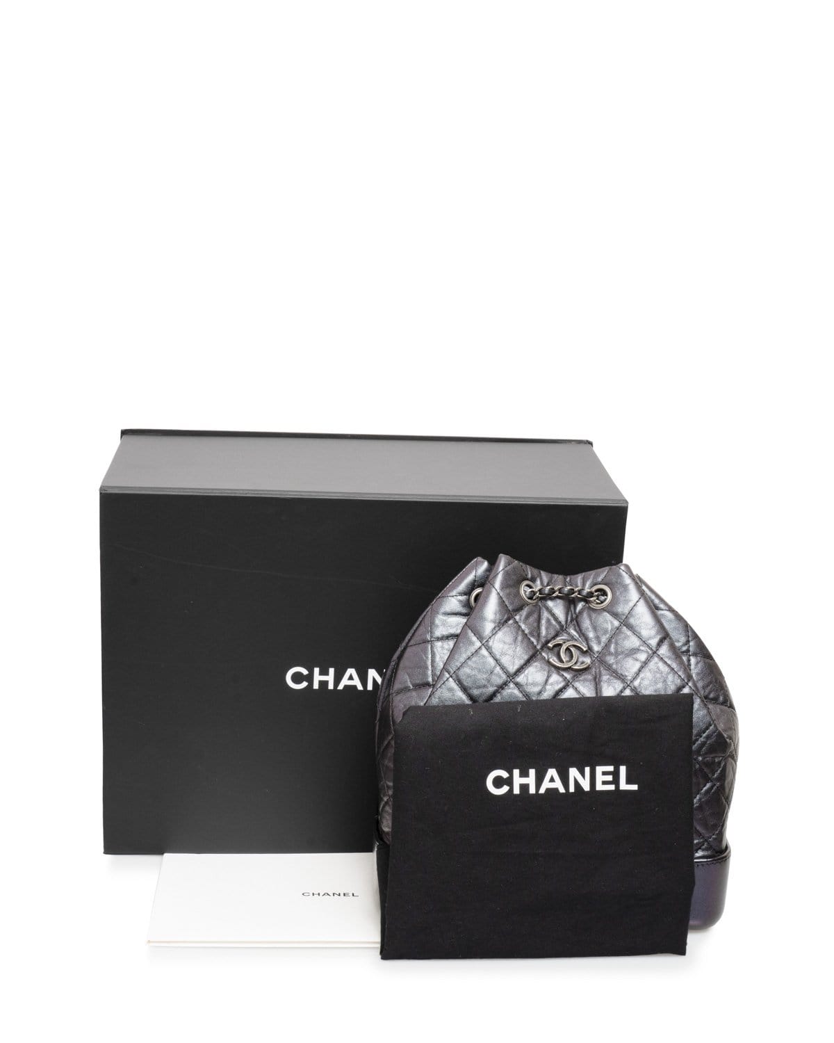 Chanel Chanel Black/Purple Distressed Leather Gabrielle Backpack - AGL1480