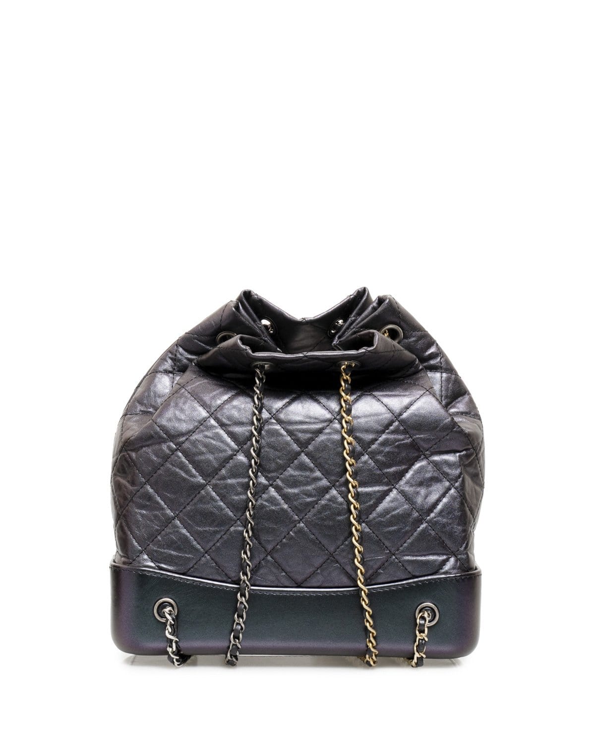 Chanel Chanel Black/Purple Distressed Leather Gabrielle Backpack - AGL1480