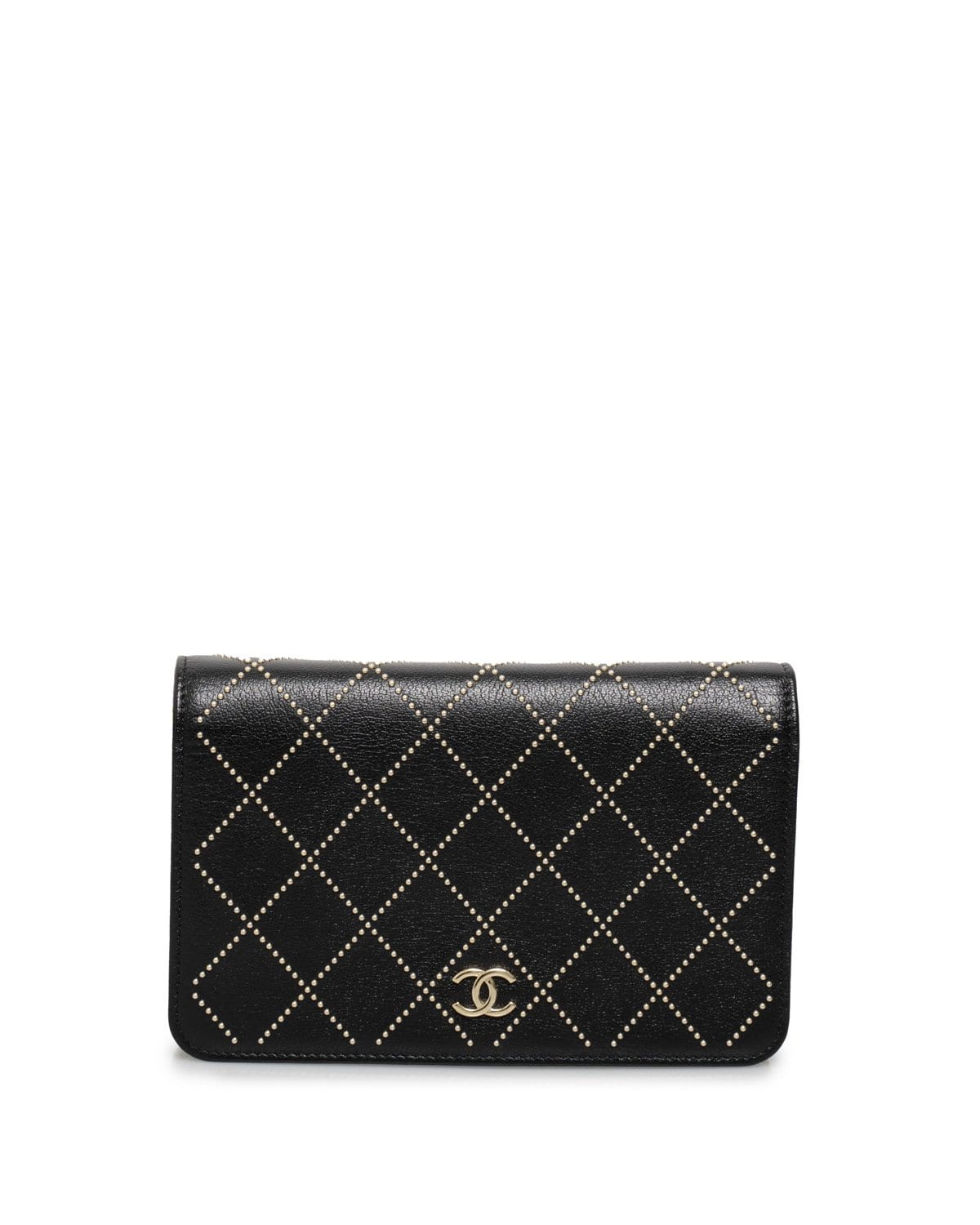 Chanel Chanel Black Studded Leather Wallet On Chain GHW - AGL1481