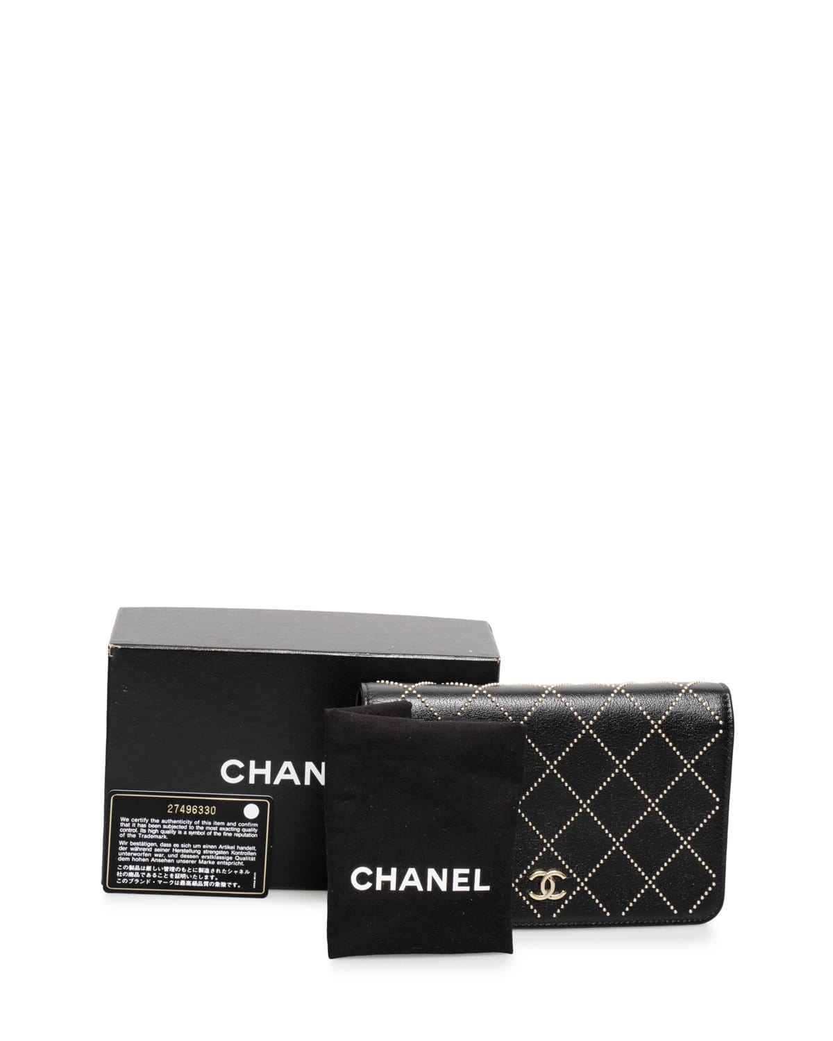 Chanel Chanel Black Studded Leather Wallet On Chain GHW - AGL1481