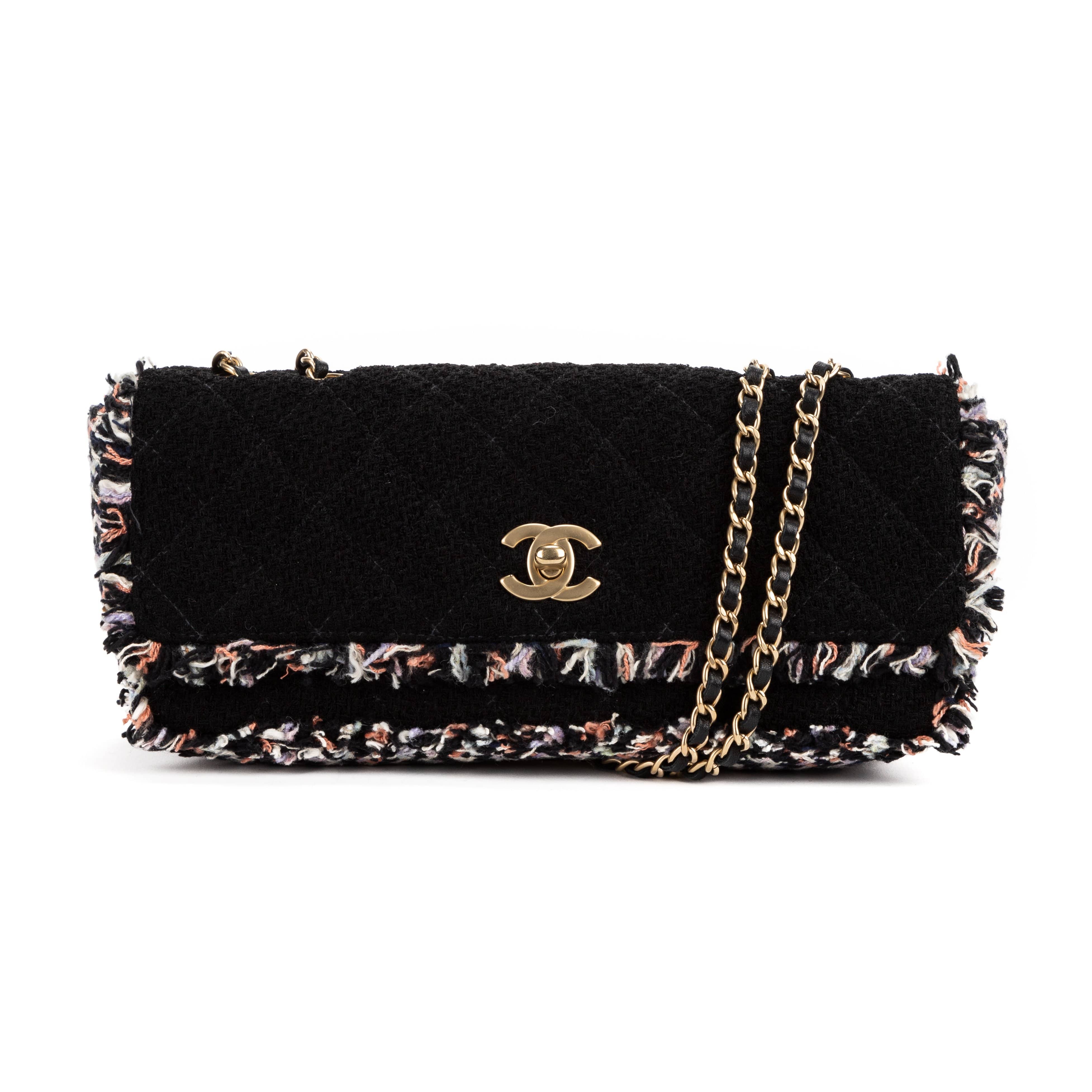 Chanel Chanel Black Tweed East West Shoulder Flap - AWL1459